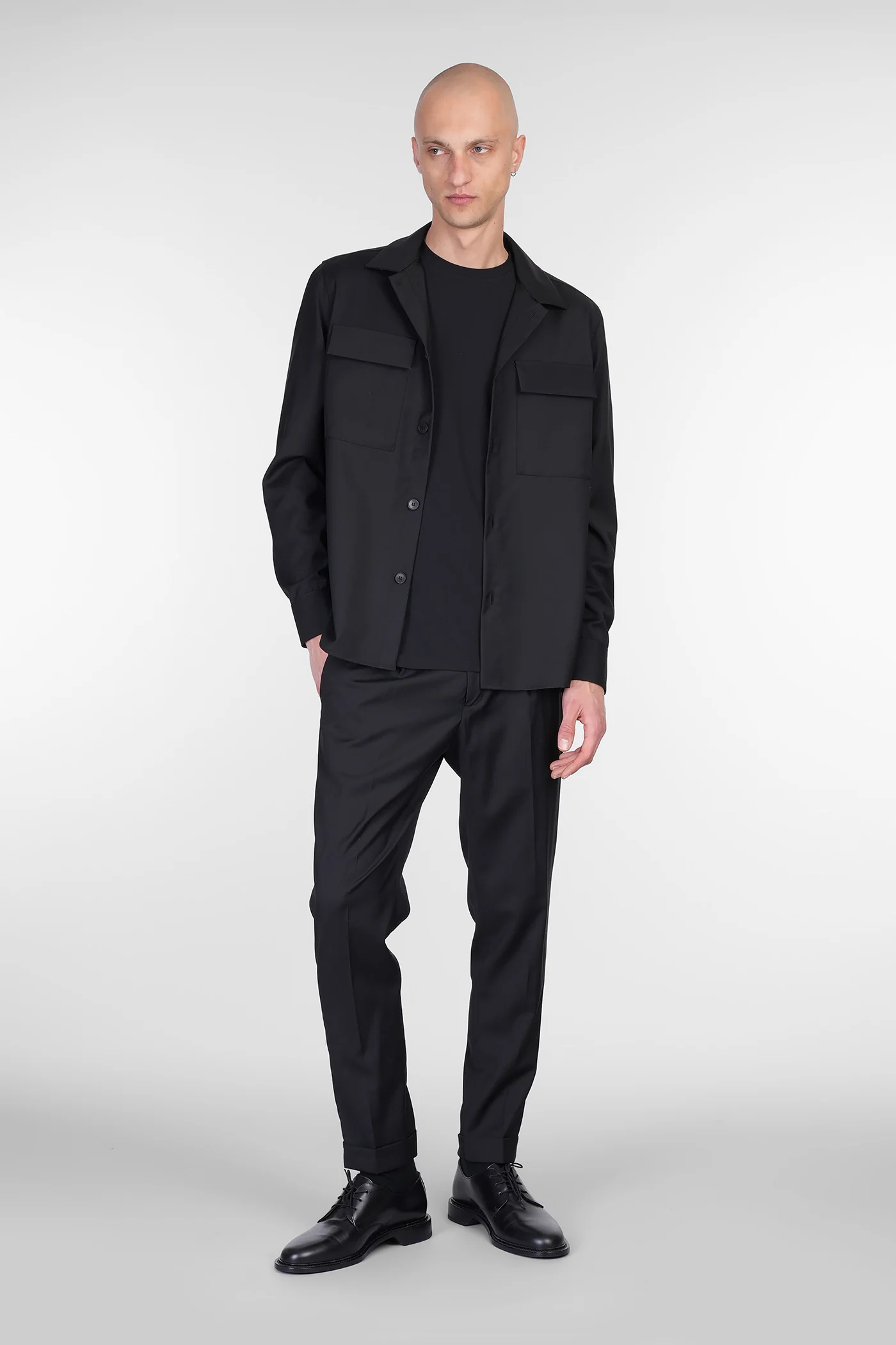 Shirt jacket s134 Shirt in black wool - Image 2
