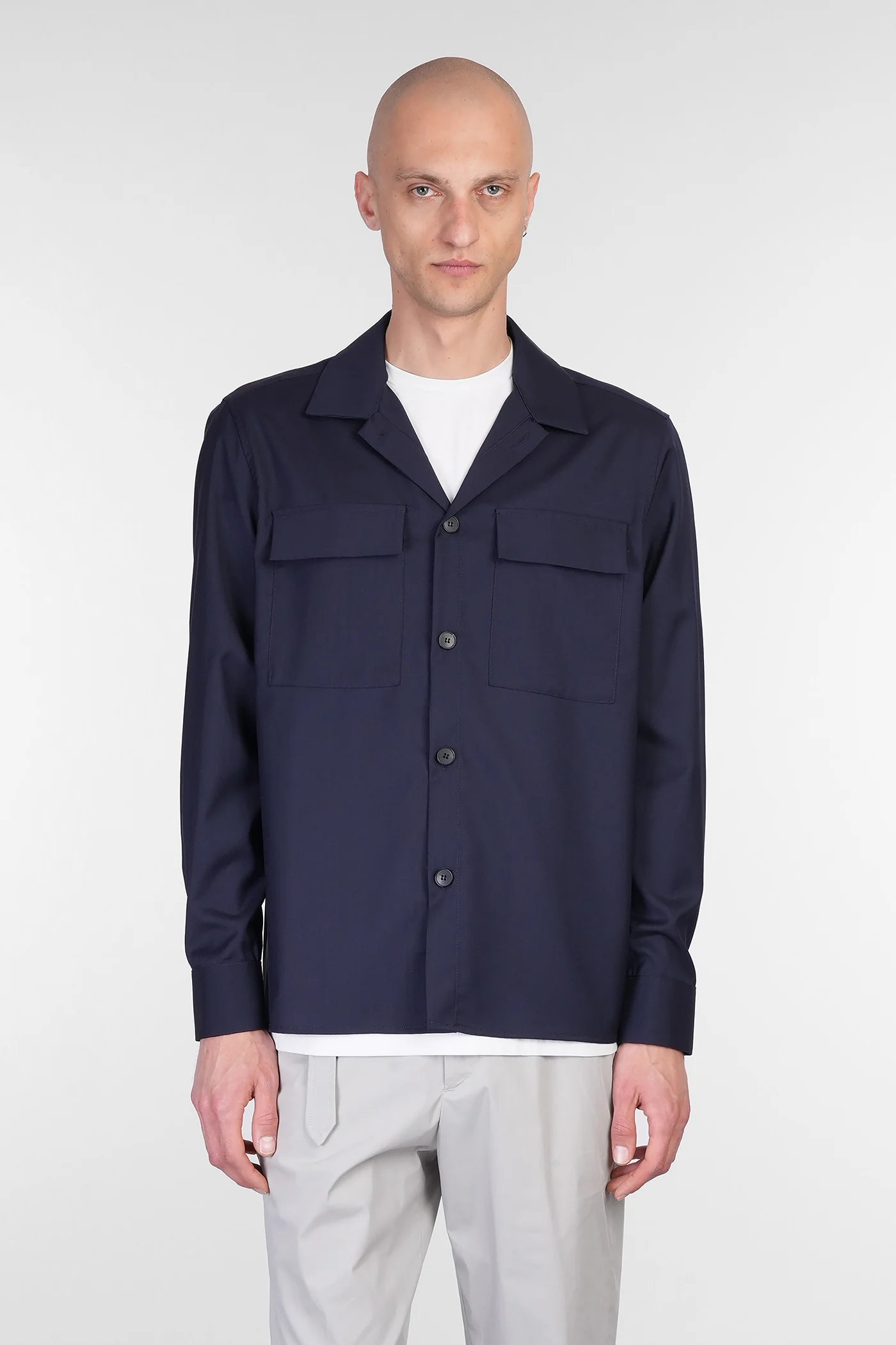 Shirt jacket s134 Shirt in blue wool