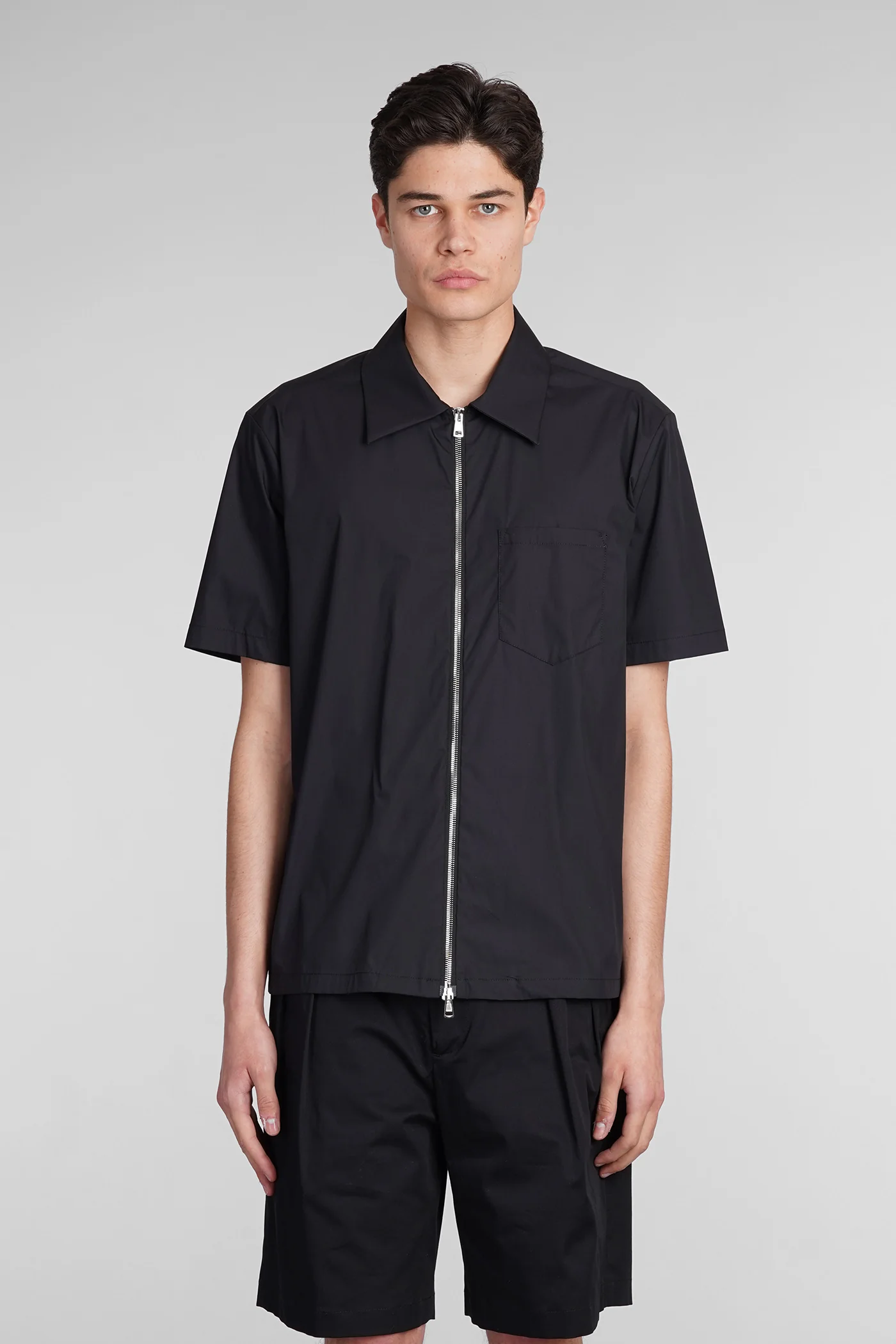 Shirt zip s143 Shirt in black cotton