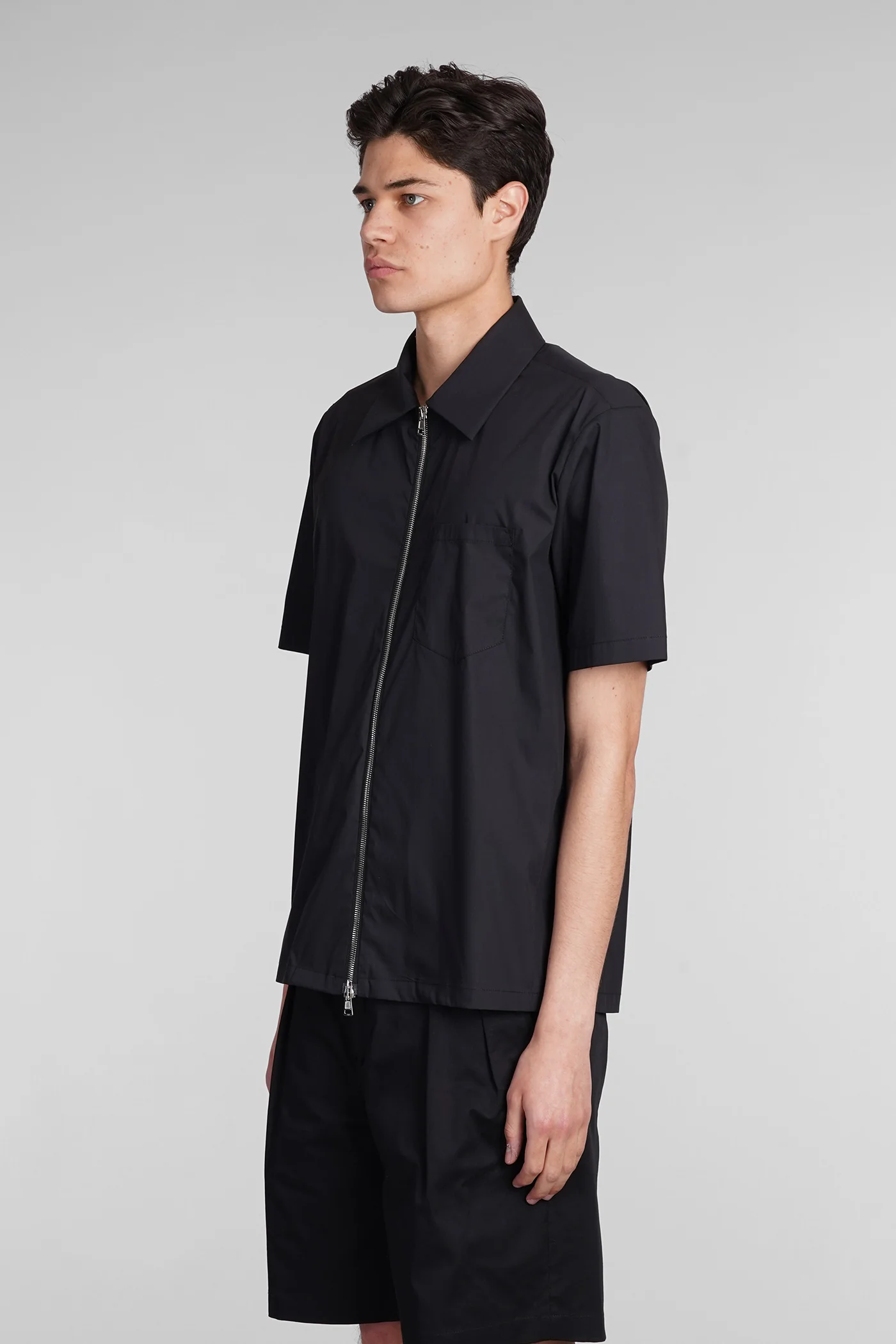 Shirt zip s143 Shirt in black cotton - Image 4