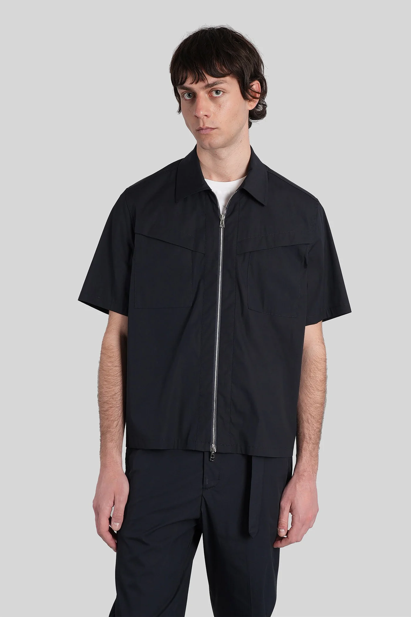 Shirt zip s162 Shirt in blue cotton