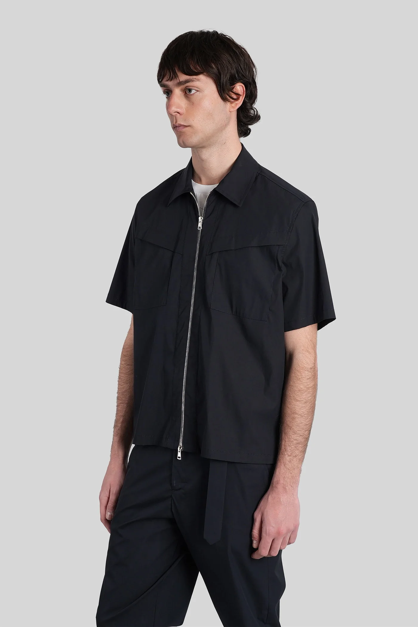 Shirt zip s162 Shirt in blue cotton - Image 4