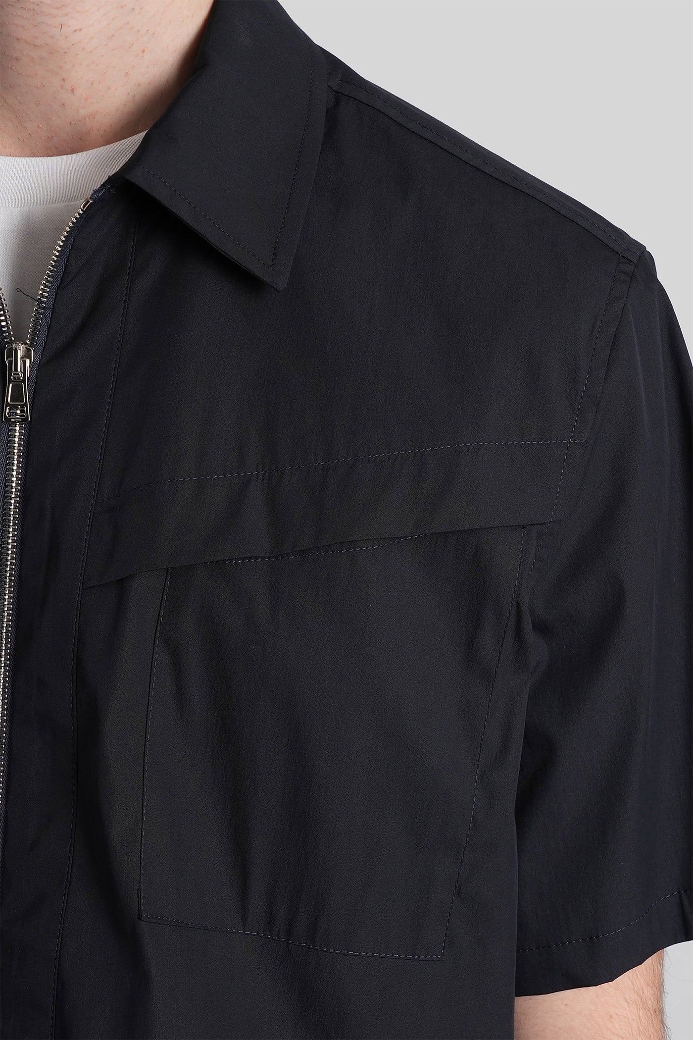 Shirt zip s162 Shirt in blue cotton - Image 5