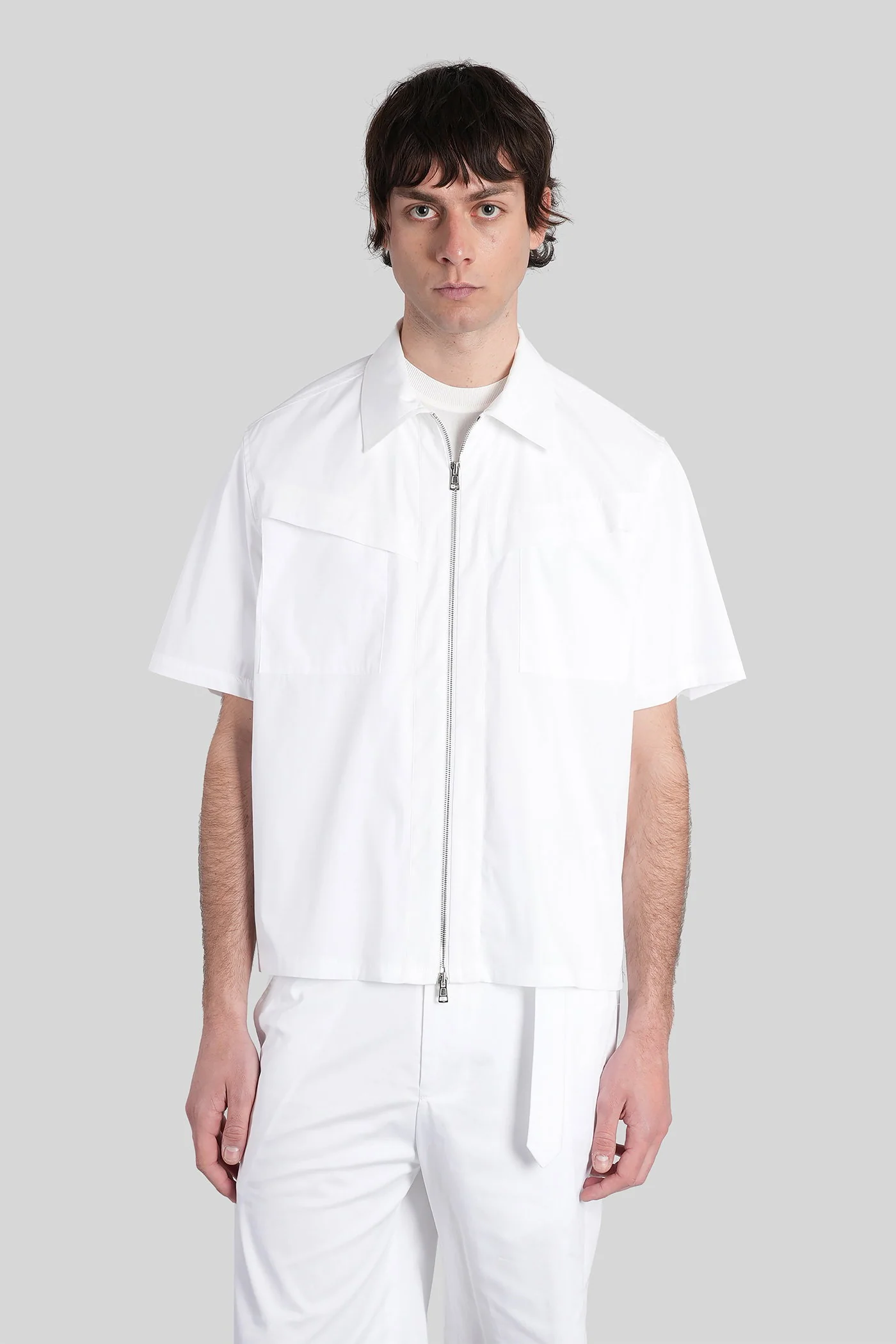 Shirt zip s162 Shirt in white cotton
