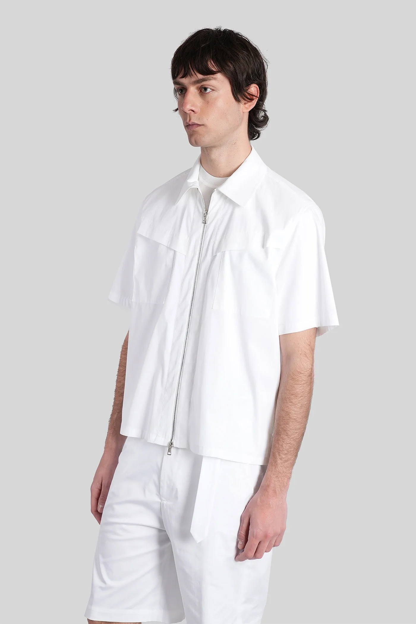 Shirt zip s162 Shirt in white cotton - Image 4