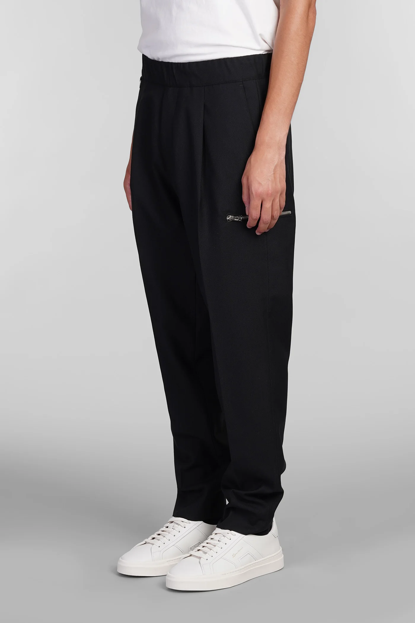 Tokyo zip Pants in black wool - Image 4