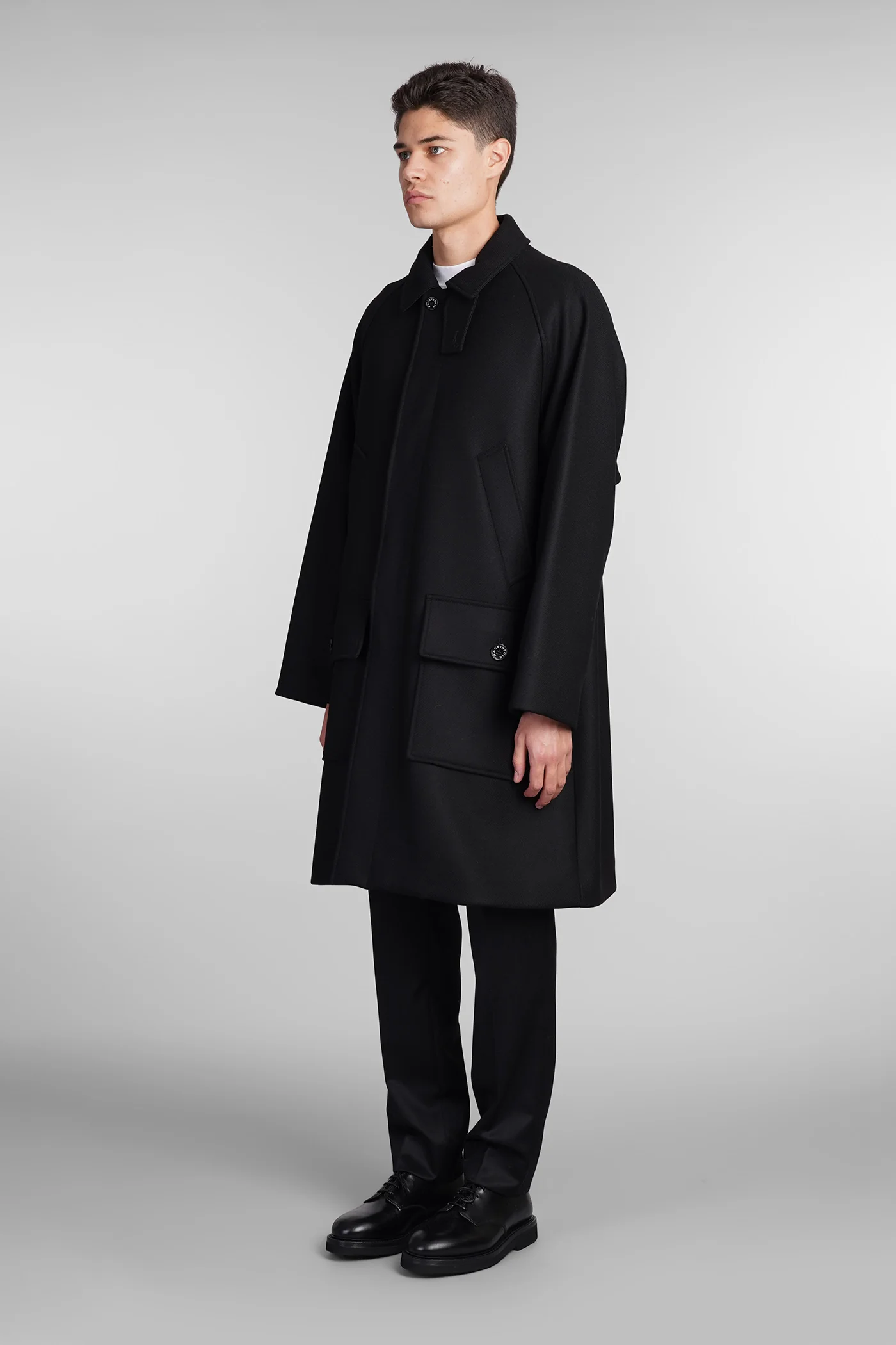 Wool borness Coat in black wool - Image 4
