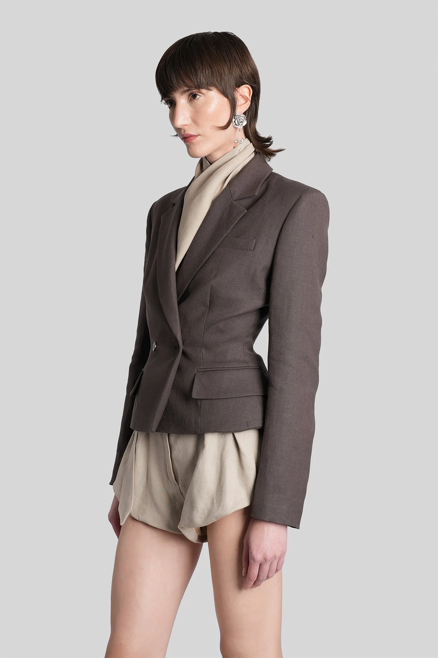 Blazer 01 Blazer in brown linen - Image 4