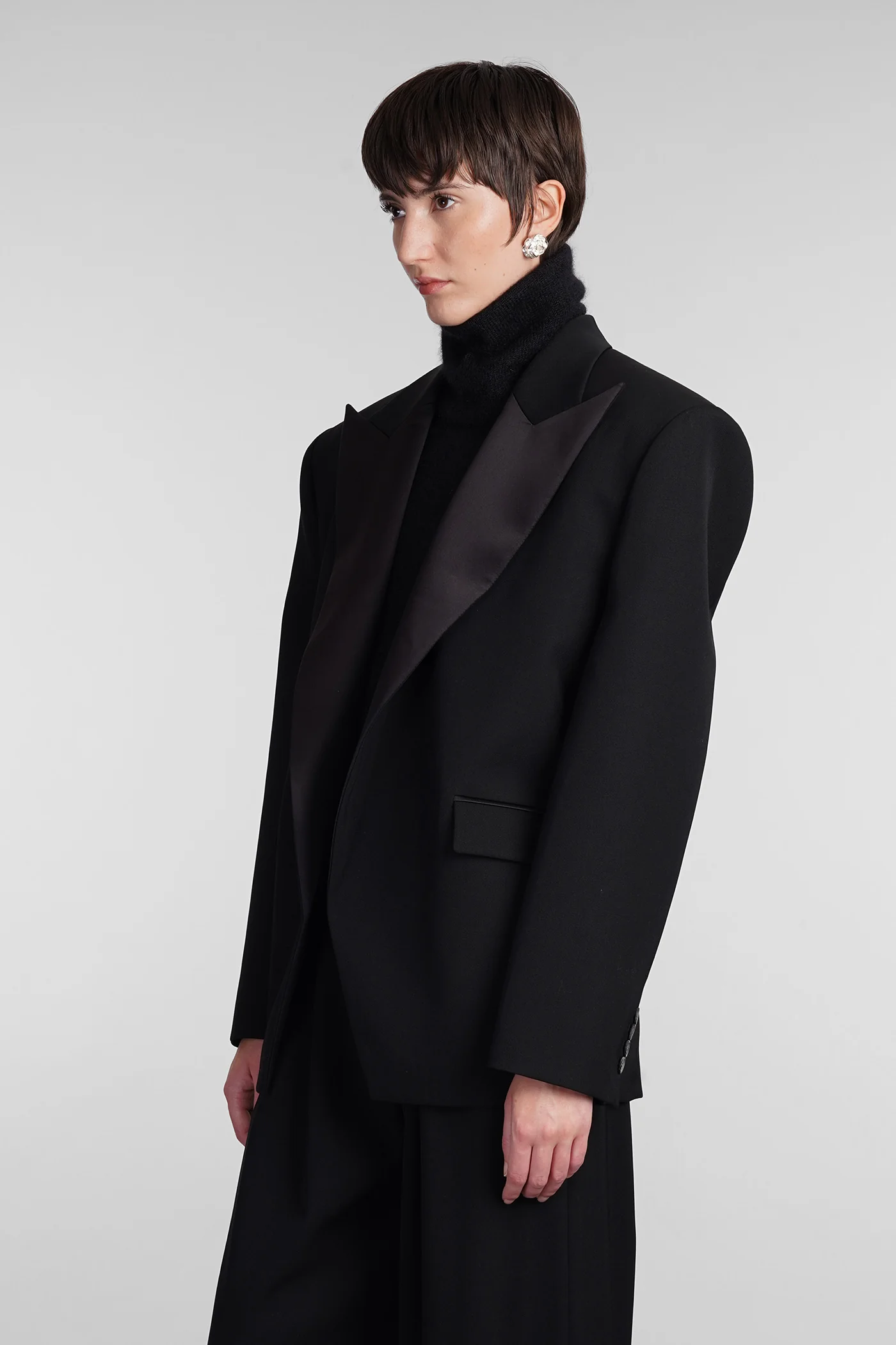 Blazer in black wool - Image 4