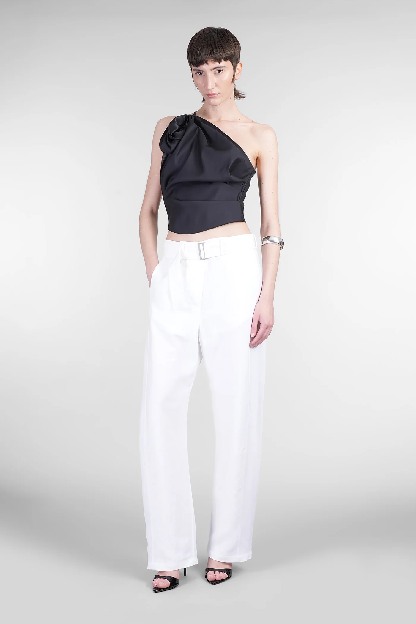 Blouse 01 Topwear in black wool - Image 2