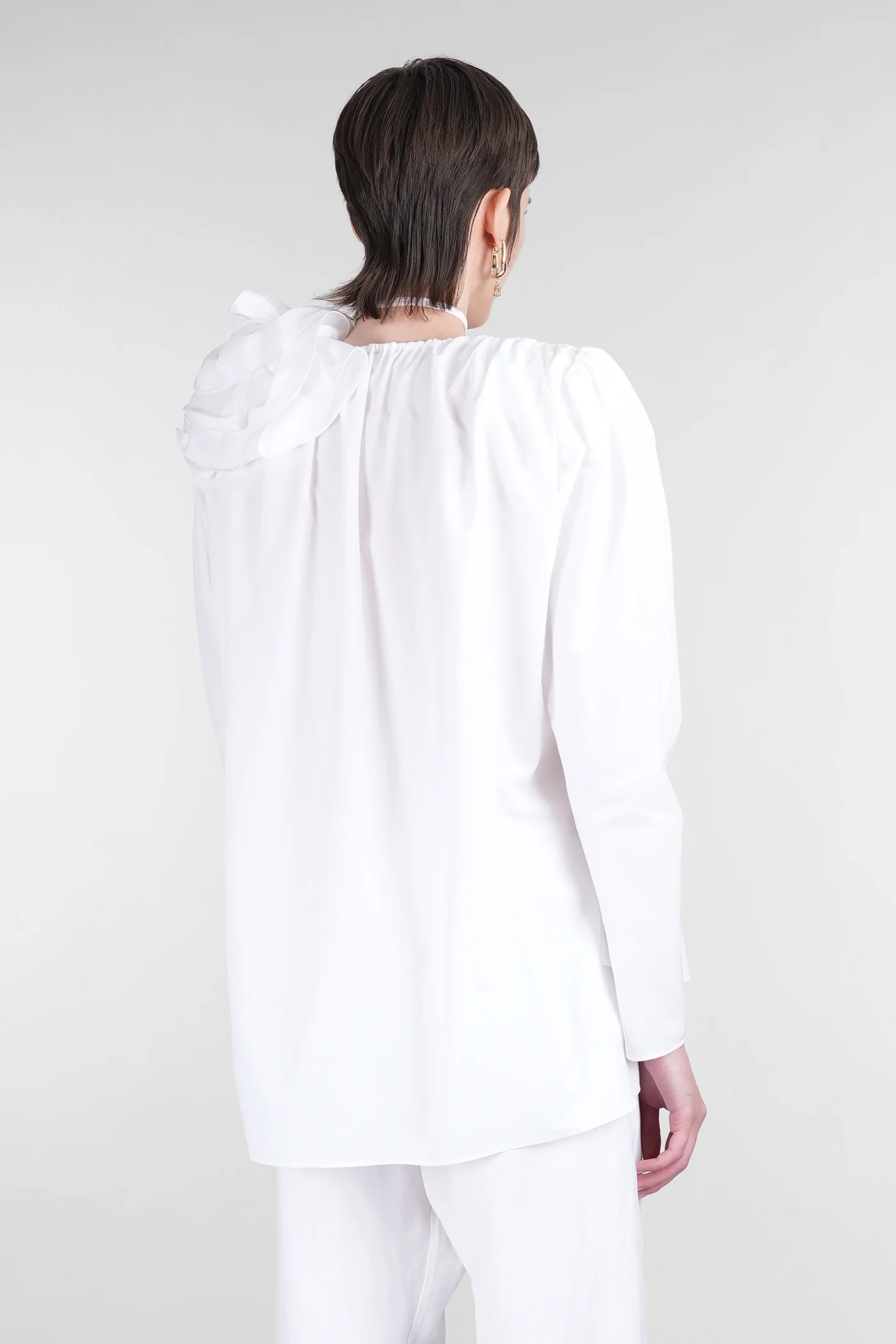 Blouse 04 Blouse in white cotton - Image 3