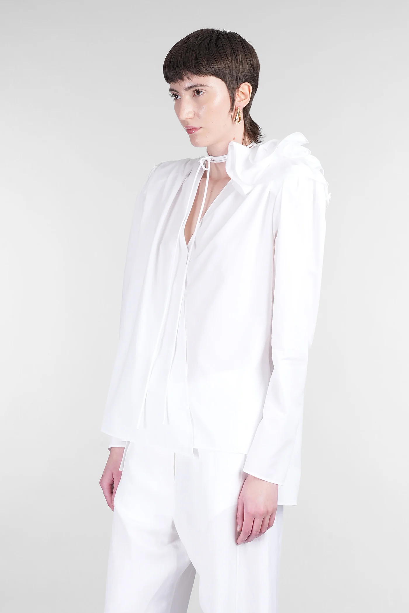 Blouse 04 Blouse in white cotton - Image 4