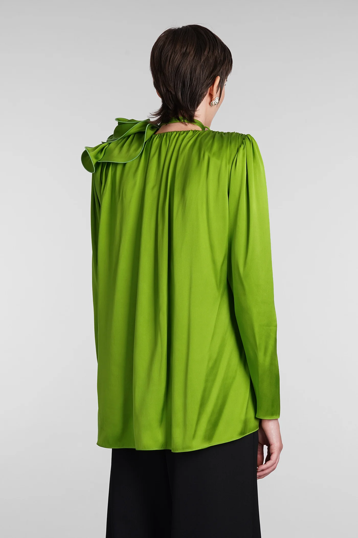 Blouse in green silk - Image 3