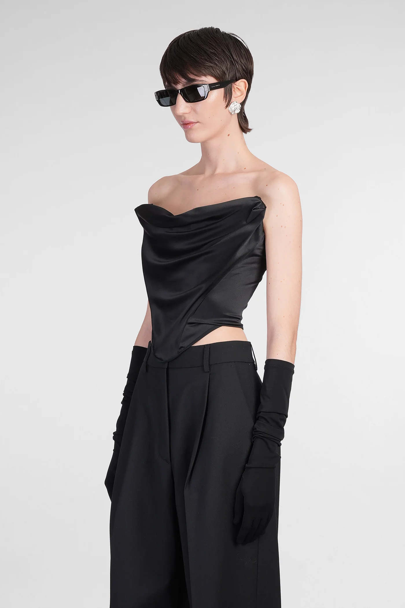 Corset 01 Topwear in black silk - Image 4