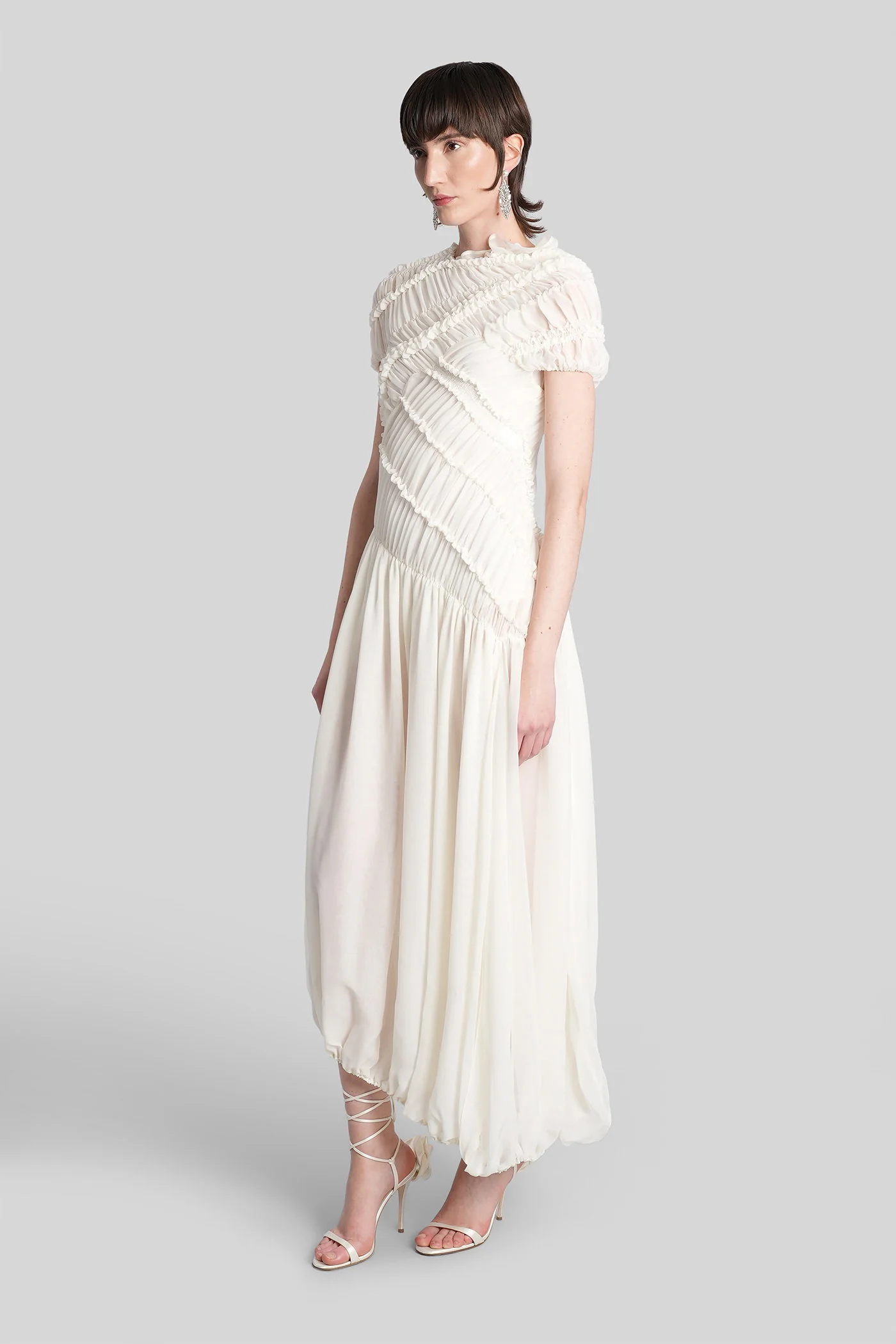 Dress 06 Long dress in beige silk - Image 4