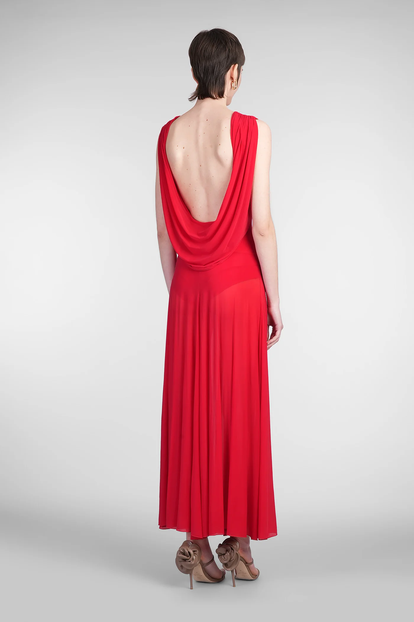 Dress 11 Long dress in red polyamide polyester - Image 3