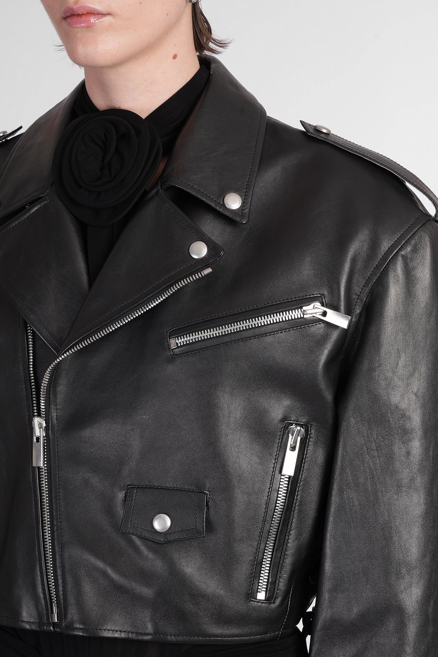 Leather 07 Biker jacket in black leather - Image 5