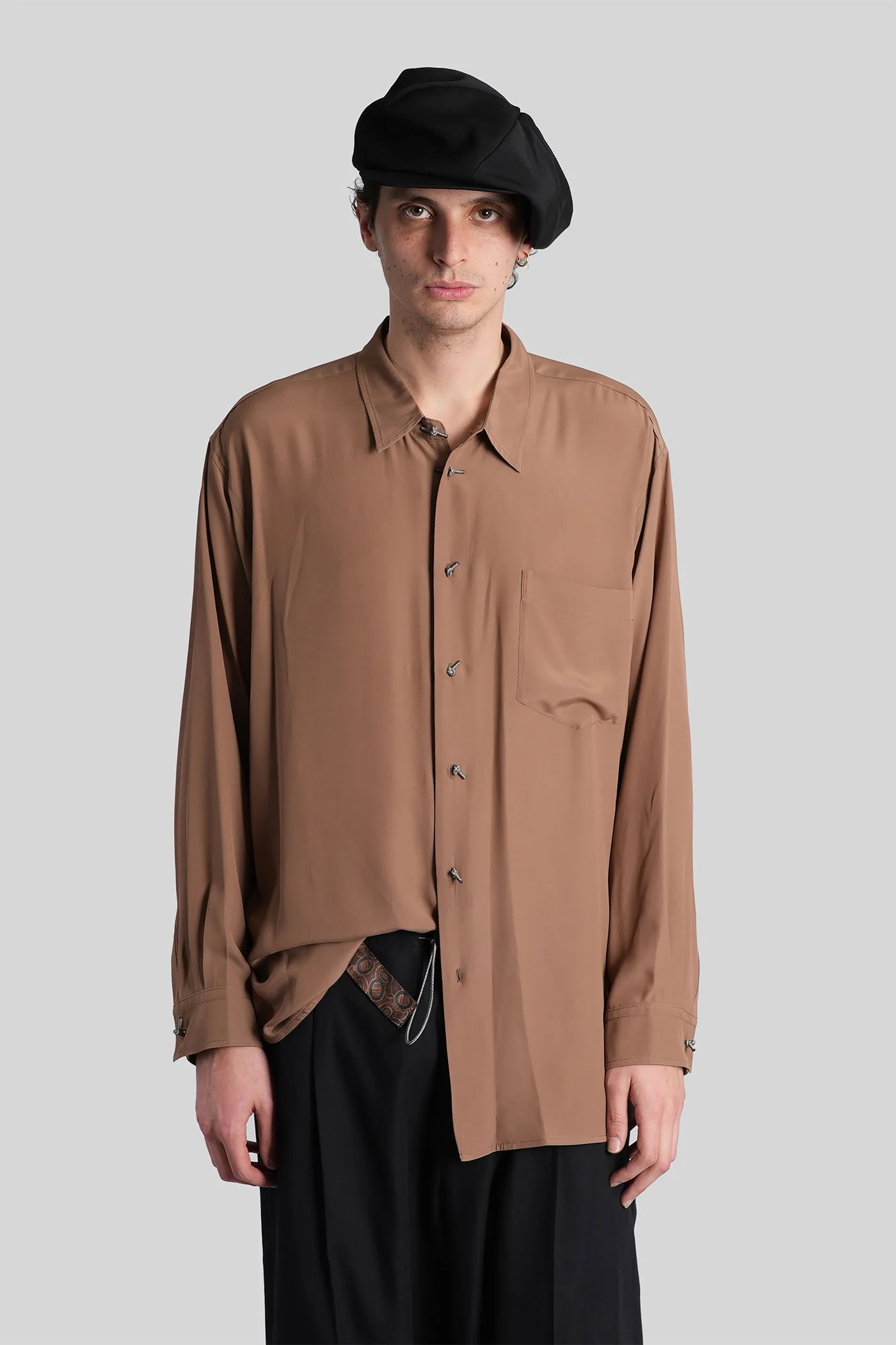 Shirt in brown acetate