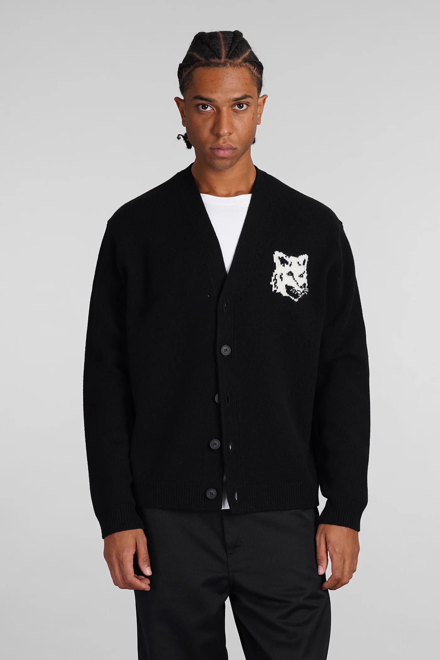 Cardigan in black wool