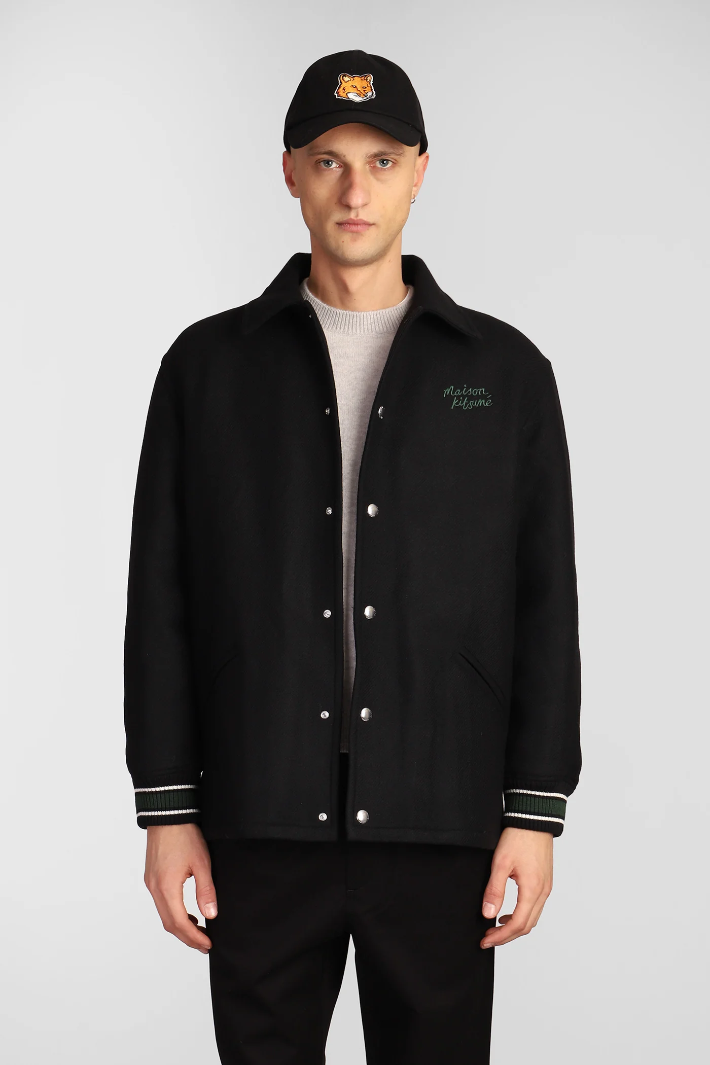 Casual jacket in black wool