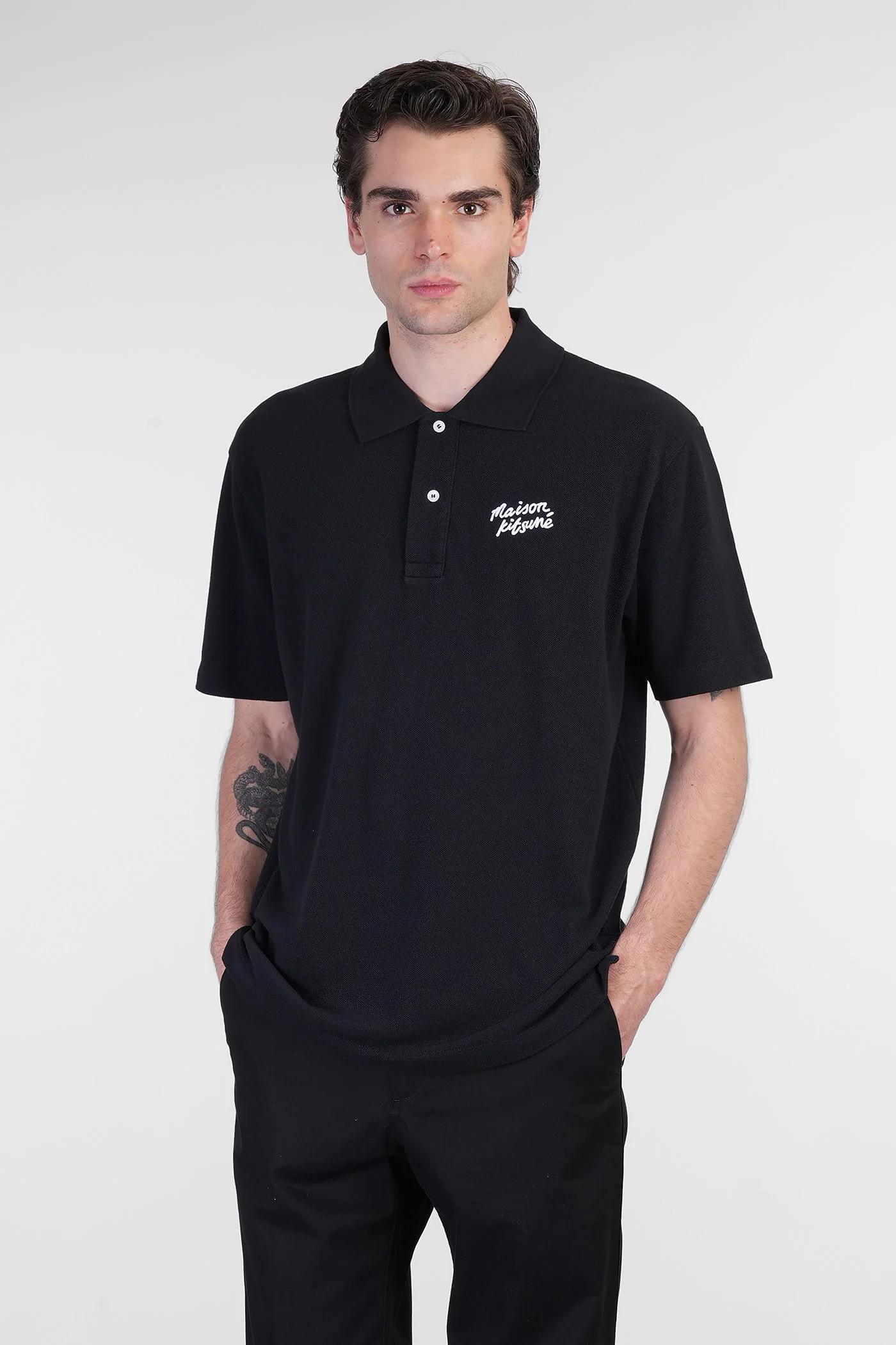 Polo in black cotton