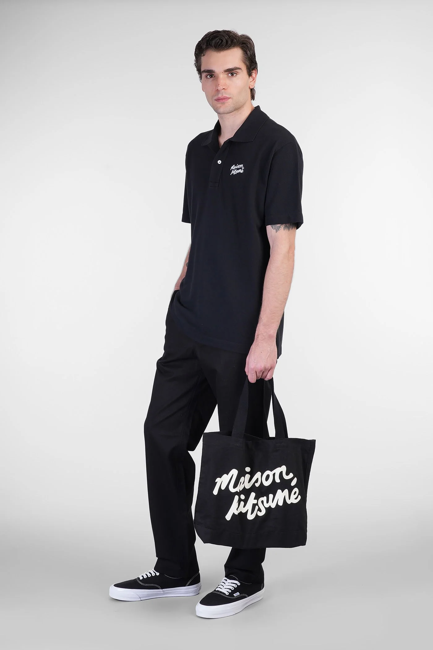 Polo in black cotton - Image 2