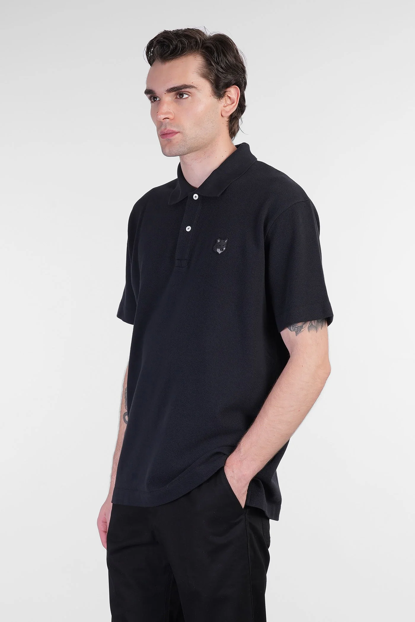 Polo in black cotton - Image 4