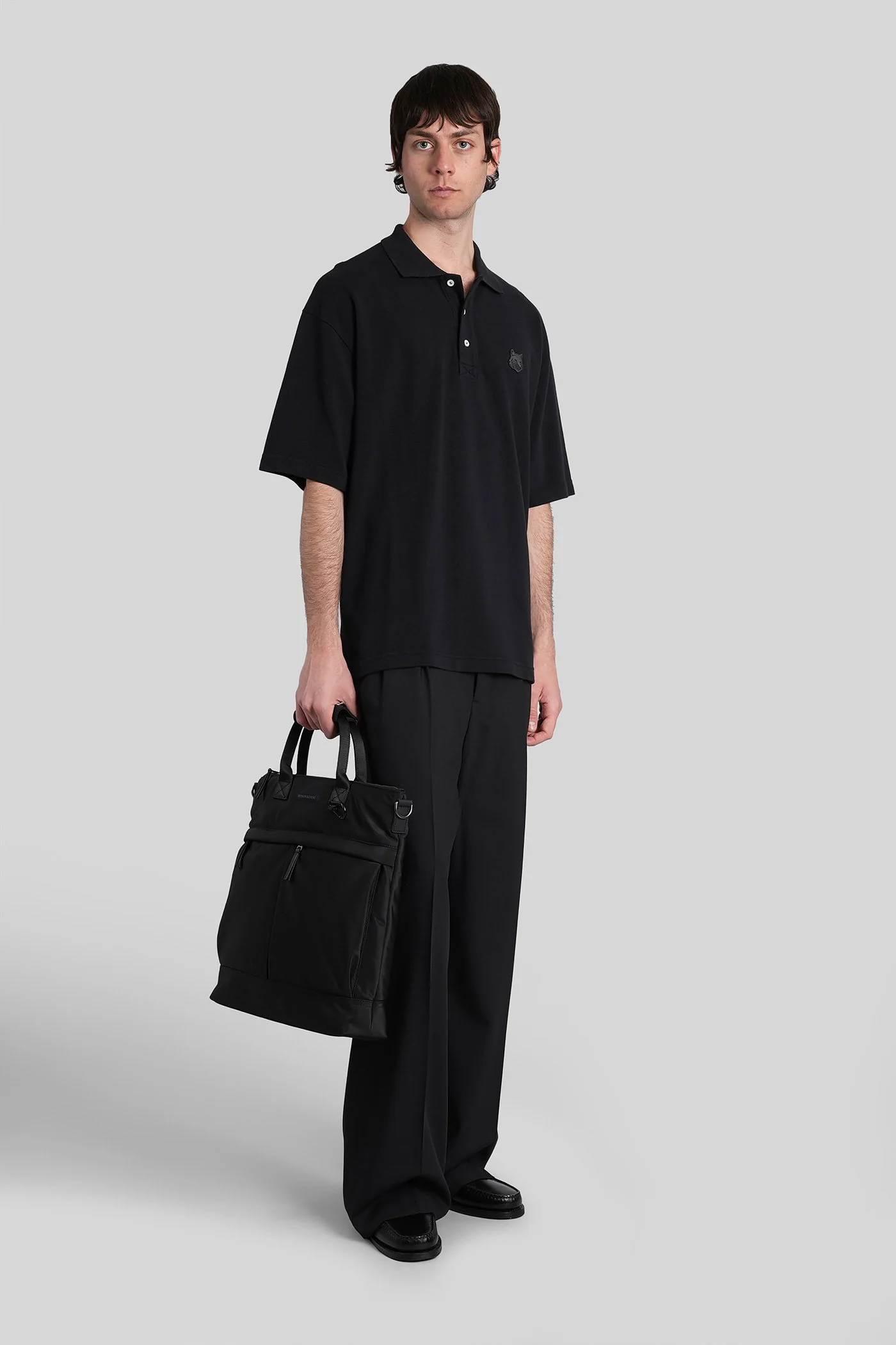Polo in black cotton - Image 2