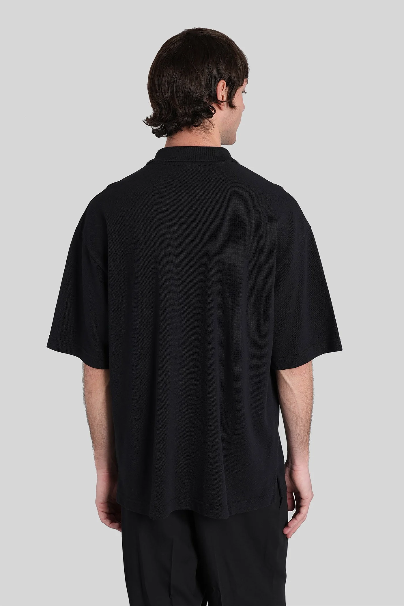 Polo in black cotton - Image 3