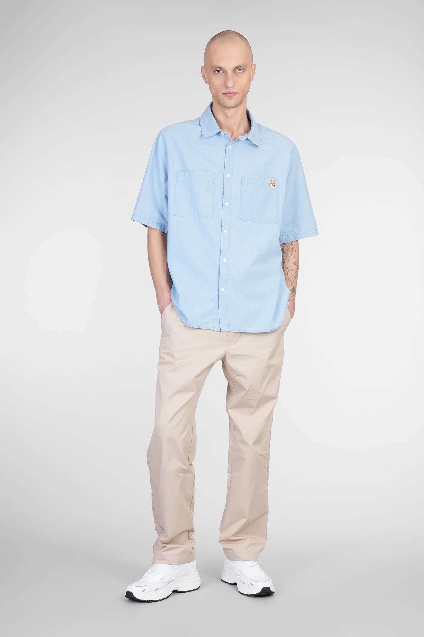 Shirt in cyan cotton - Image 2