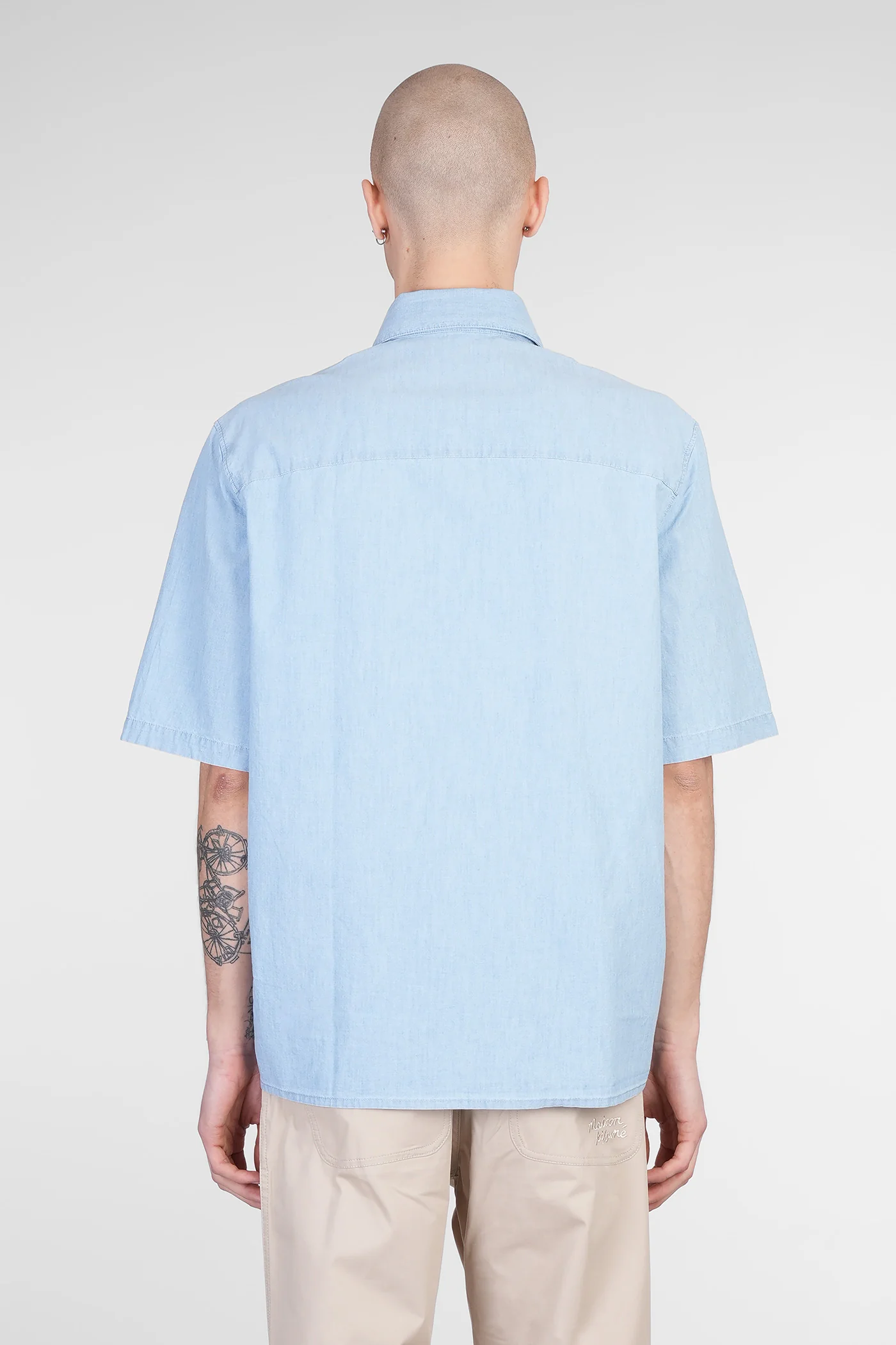Shirt in cyan cotton - Image 3