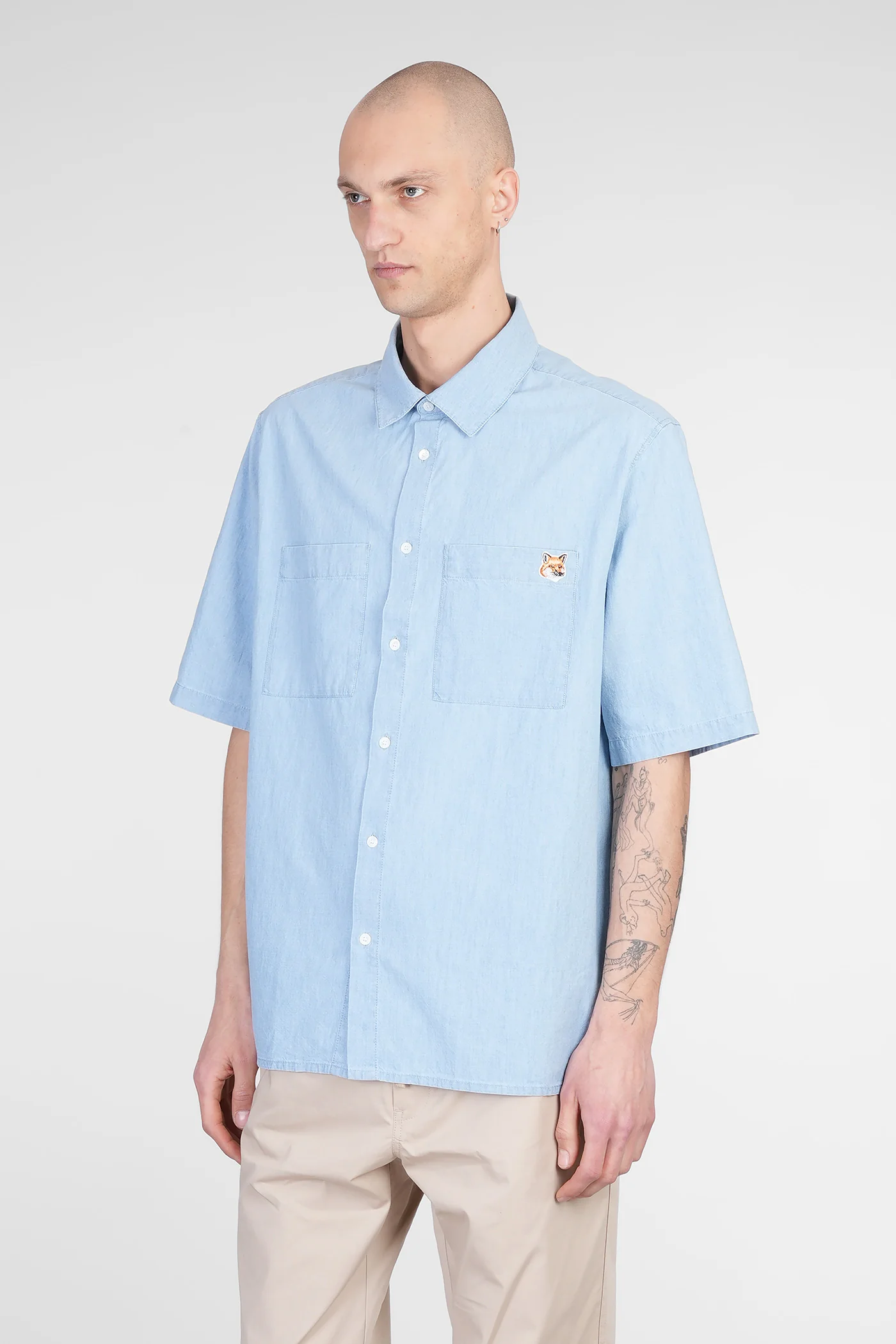 Shirt in cyan cotton - Image 4