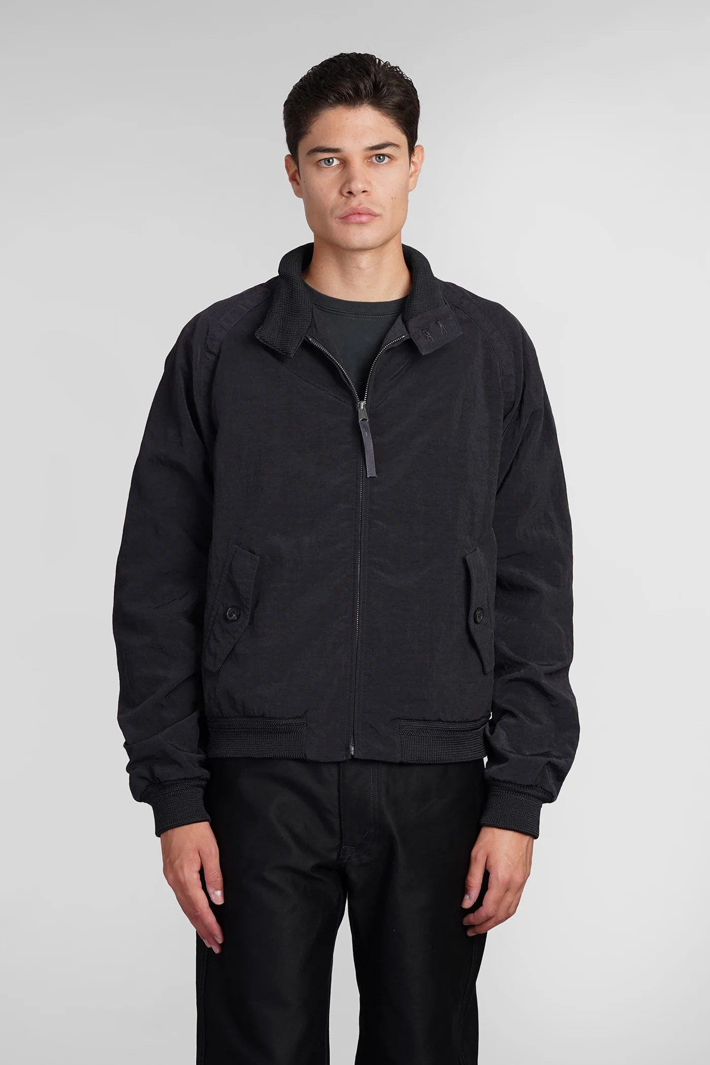 Casual jacket in black polyamide