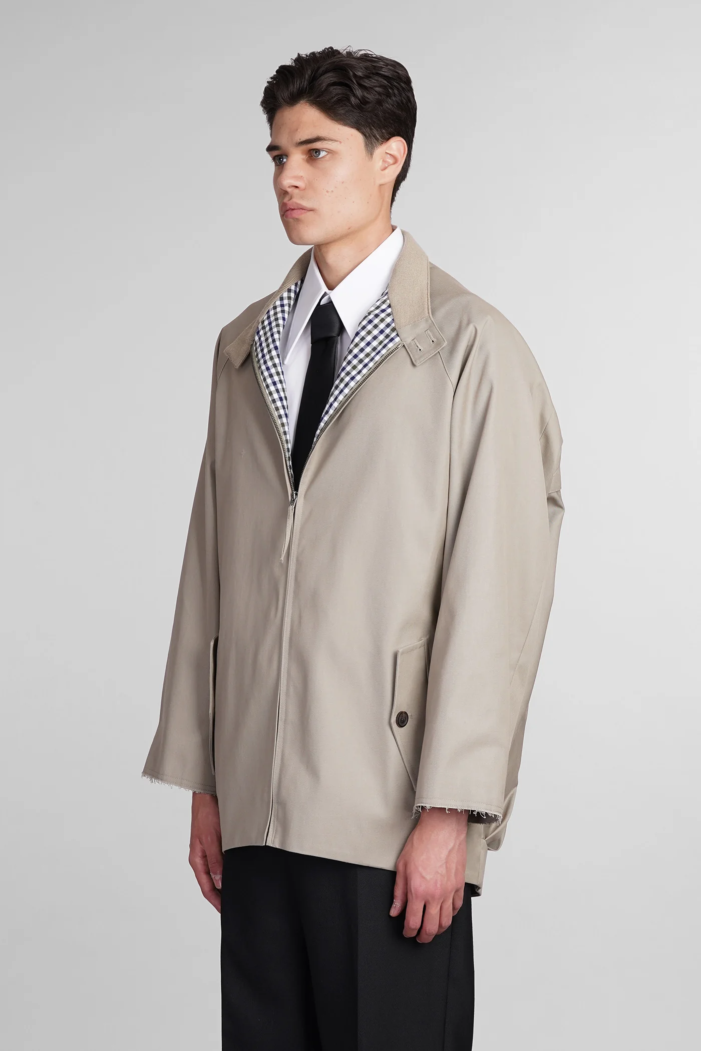 Casual jacket in taupe polyester - Image 4