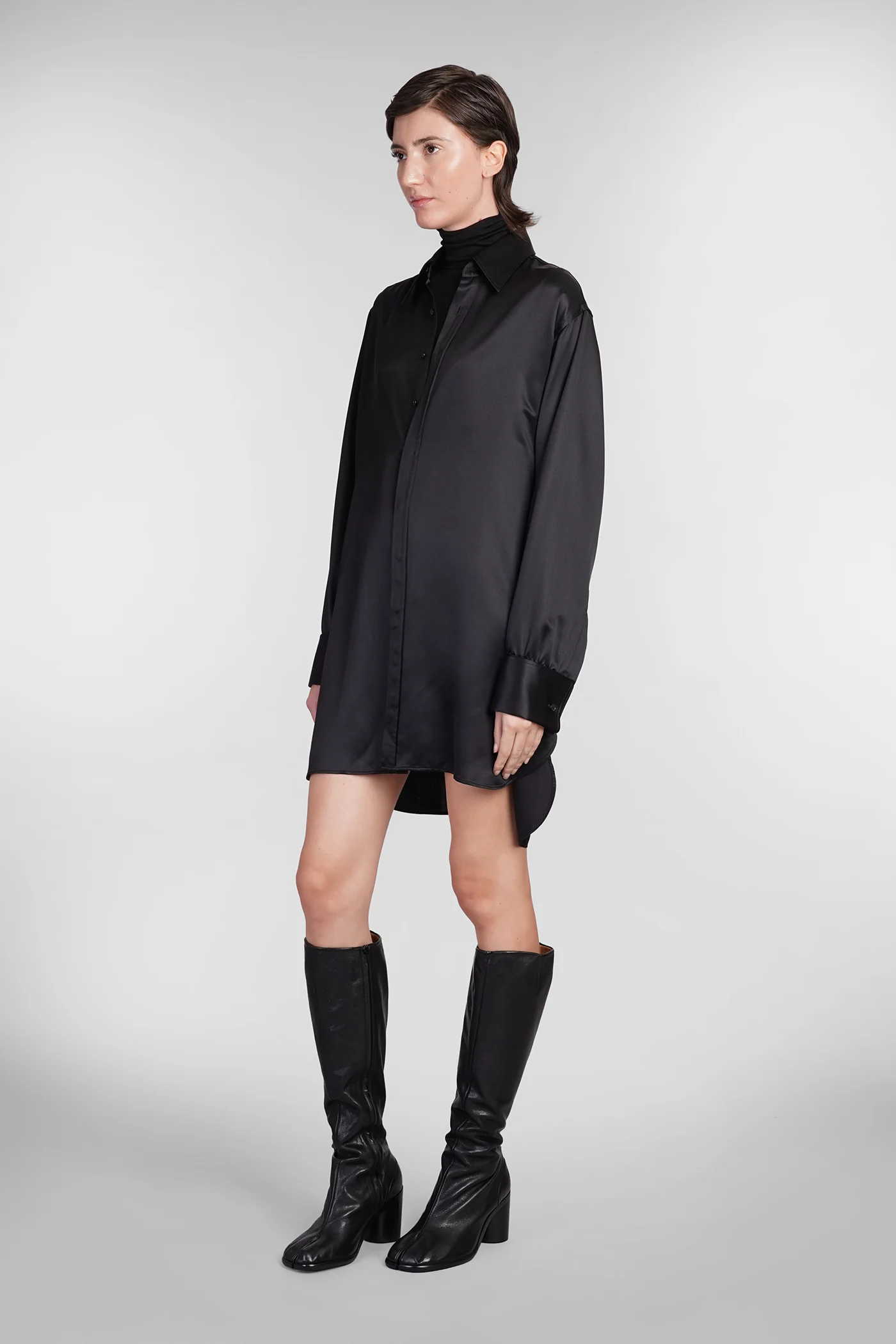Dress woman  in black silk - Image 4