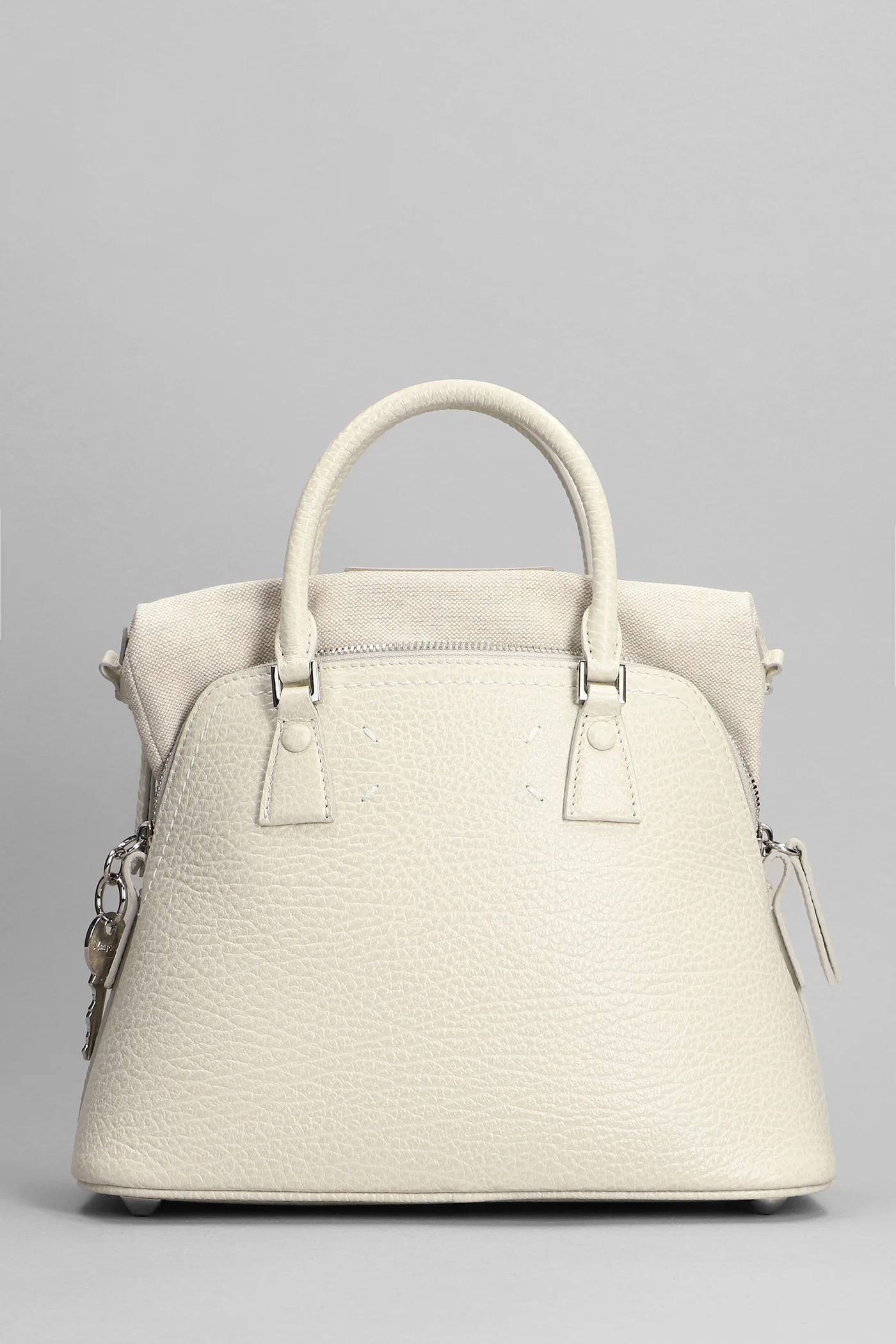 Hand bag in white leather - Image 4