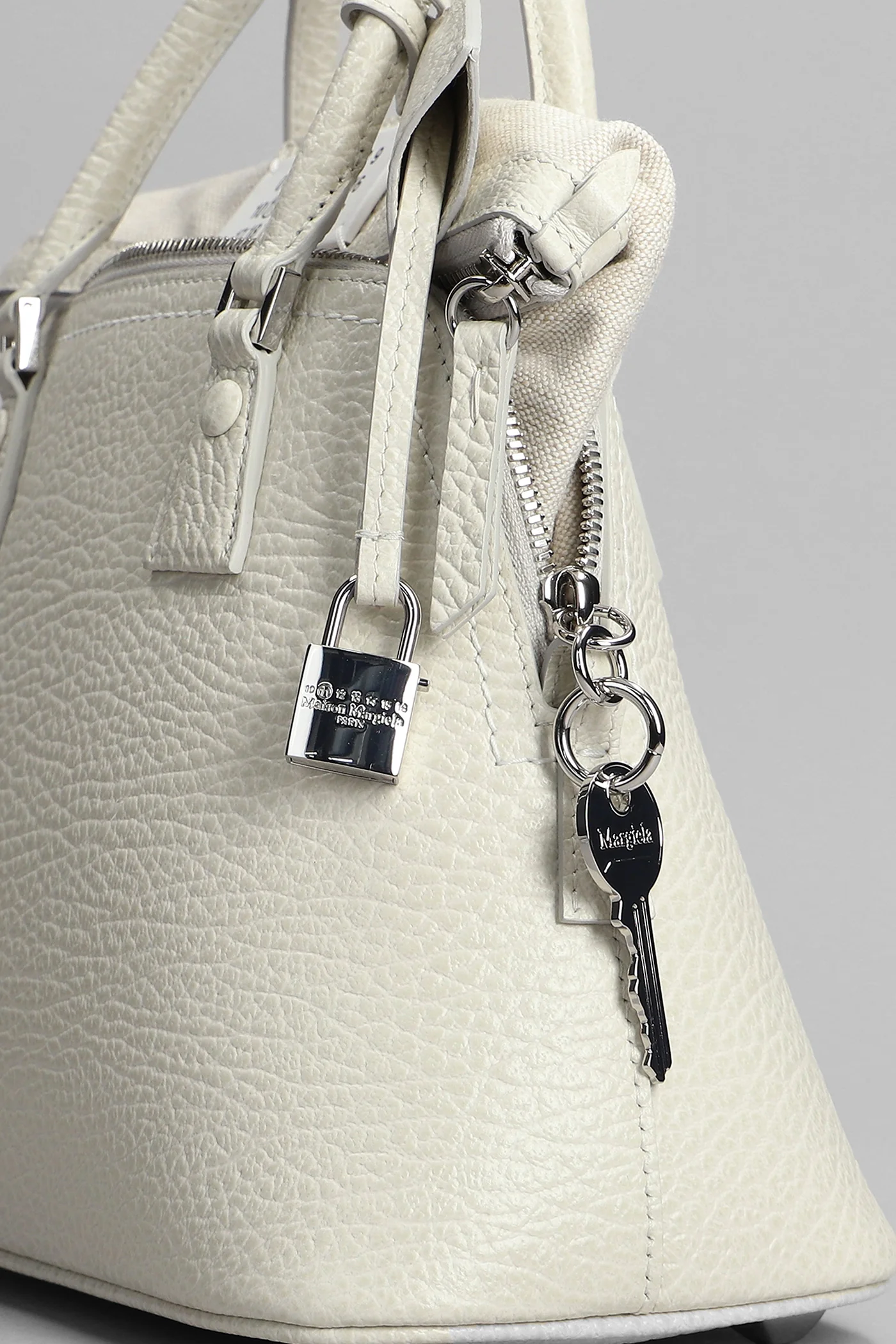 Hand bag in white leather - Image 5