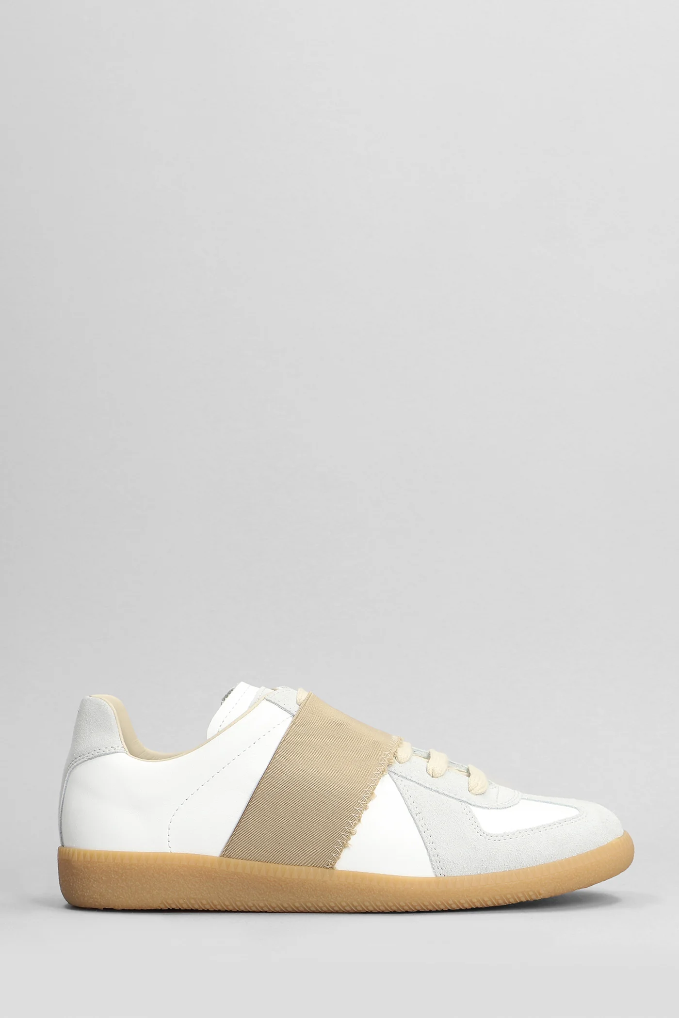 Replica Sneakers in white suede and leather