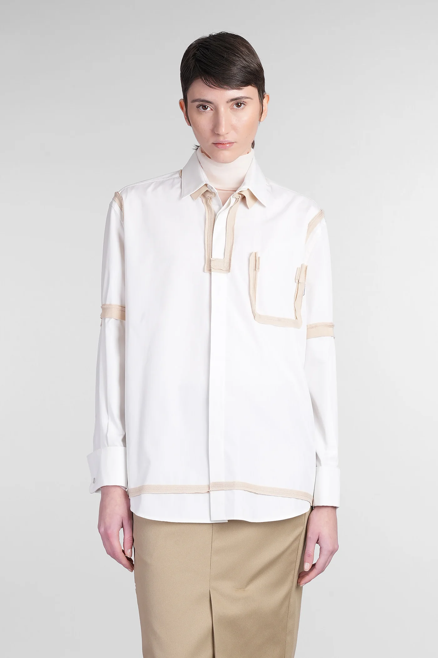 Shirt in beige cotton
