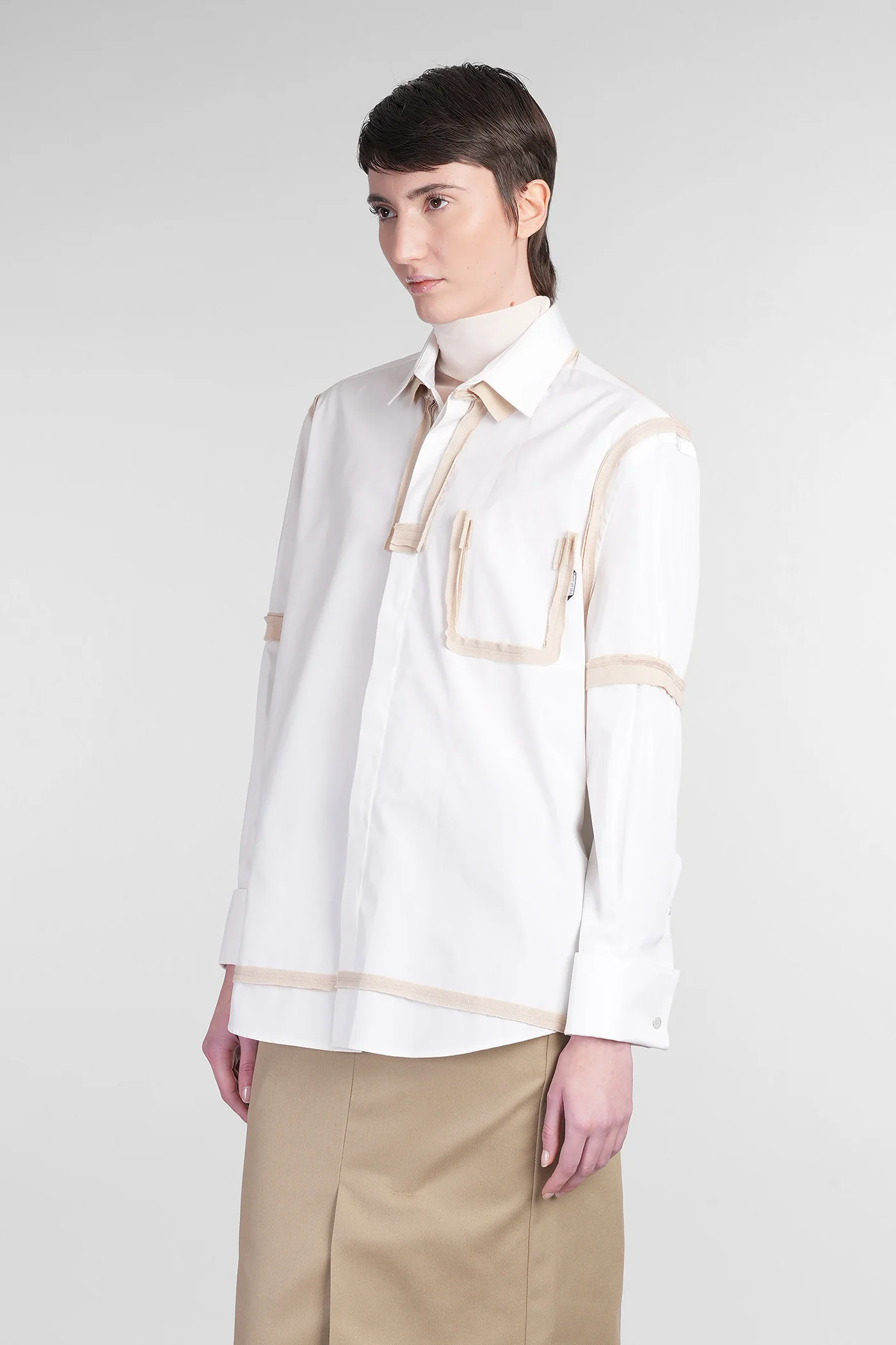 Shirt in beige cotton - Image 4
