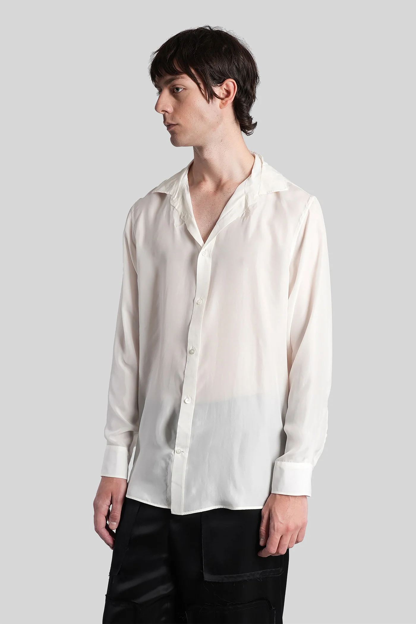 Shirt in white silk - Image 4