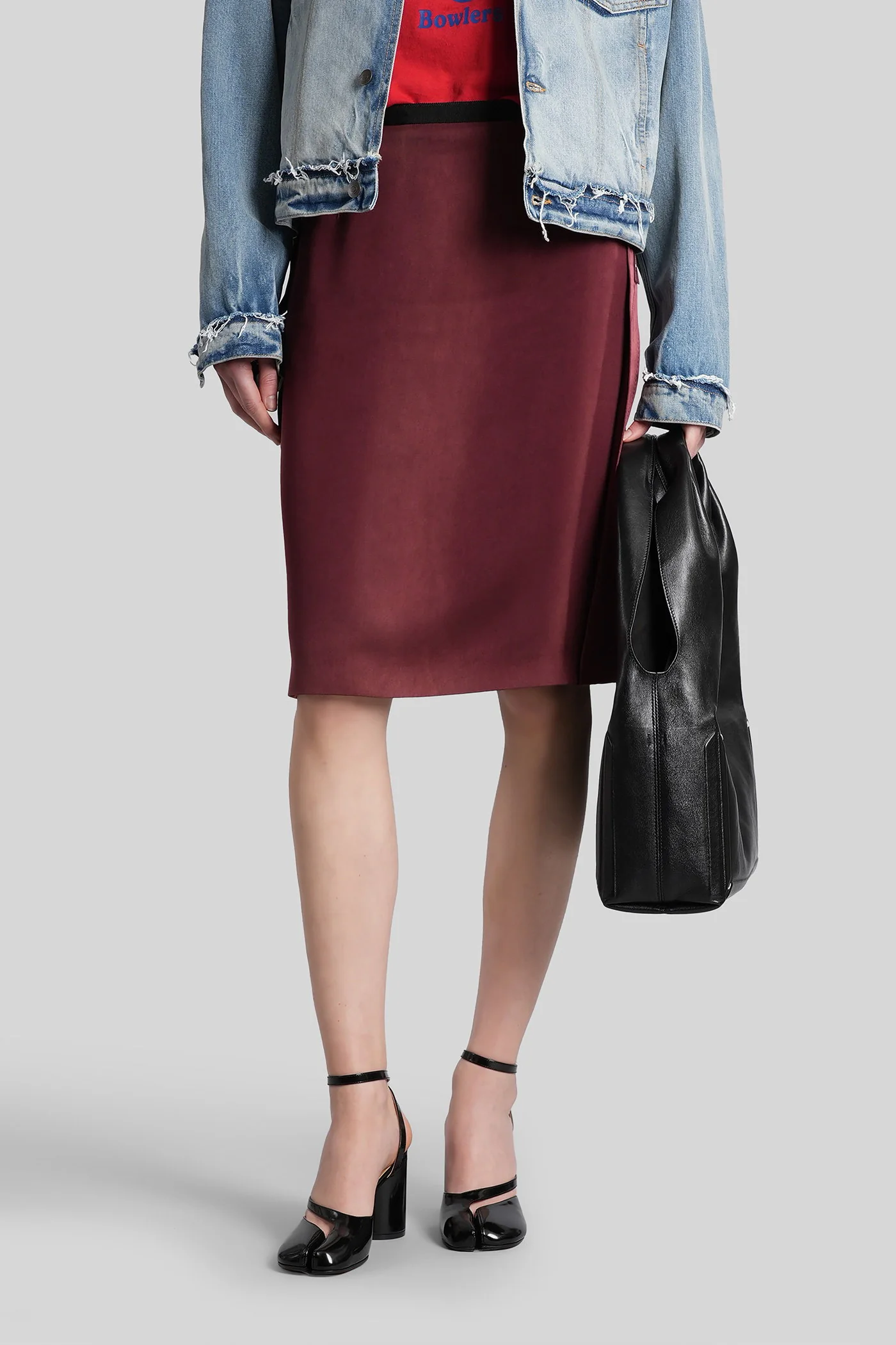 Skirt in bordeaux viscose