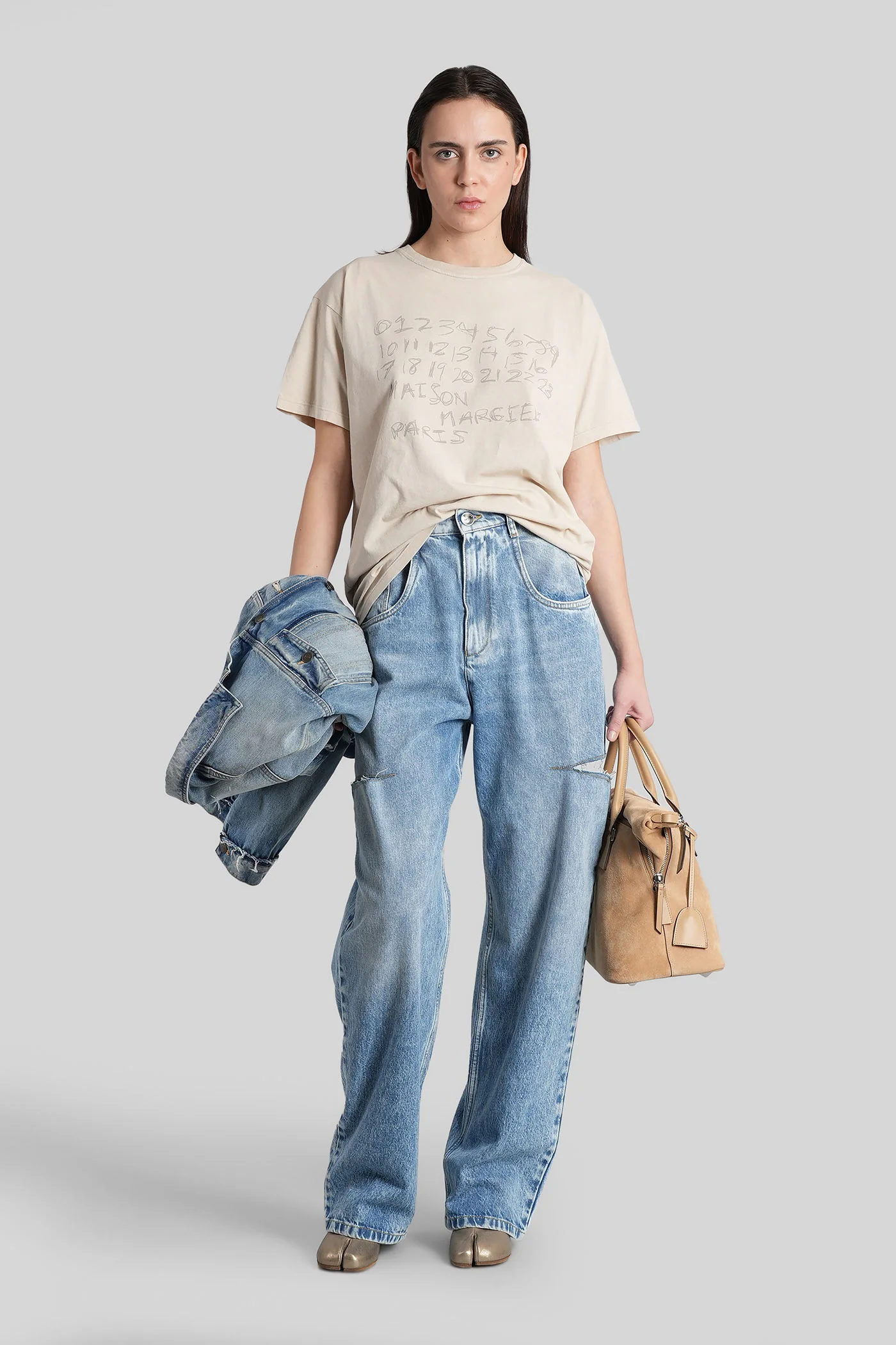 T-Shirt in beige cotton - Image 2