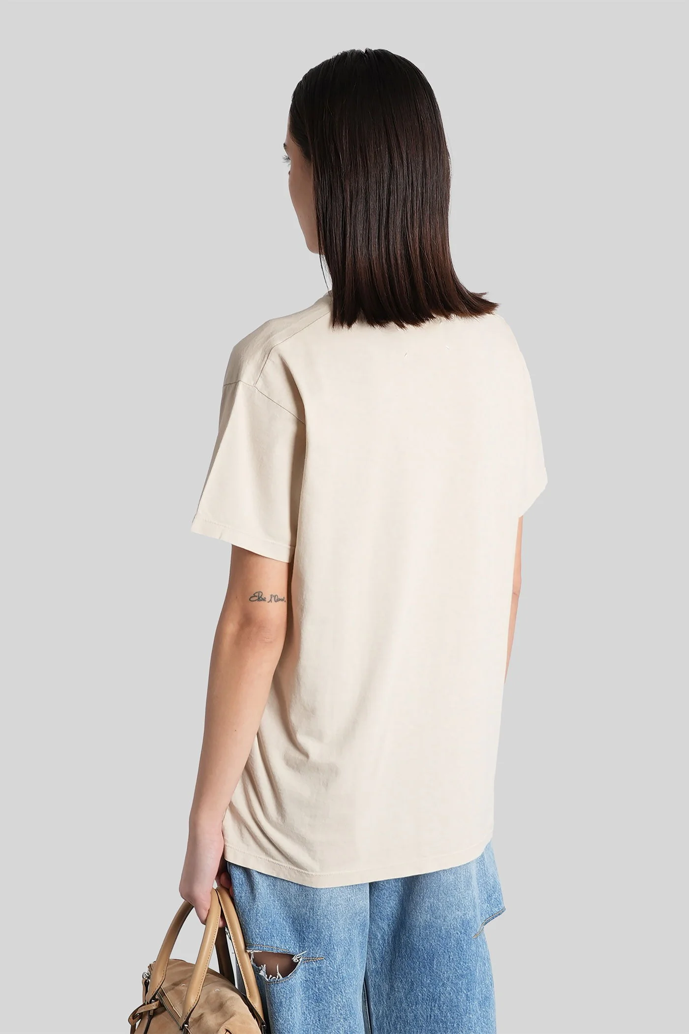 T-Shirt in beige cotton - Image 3