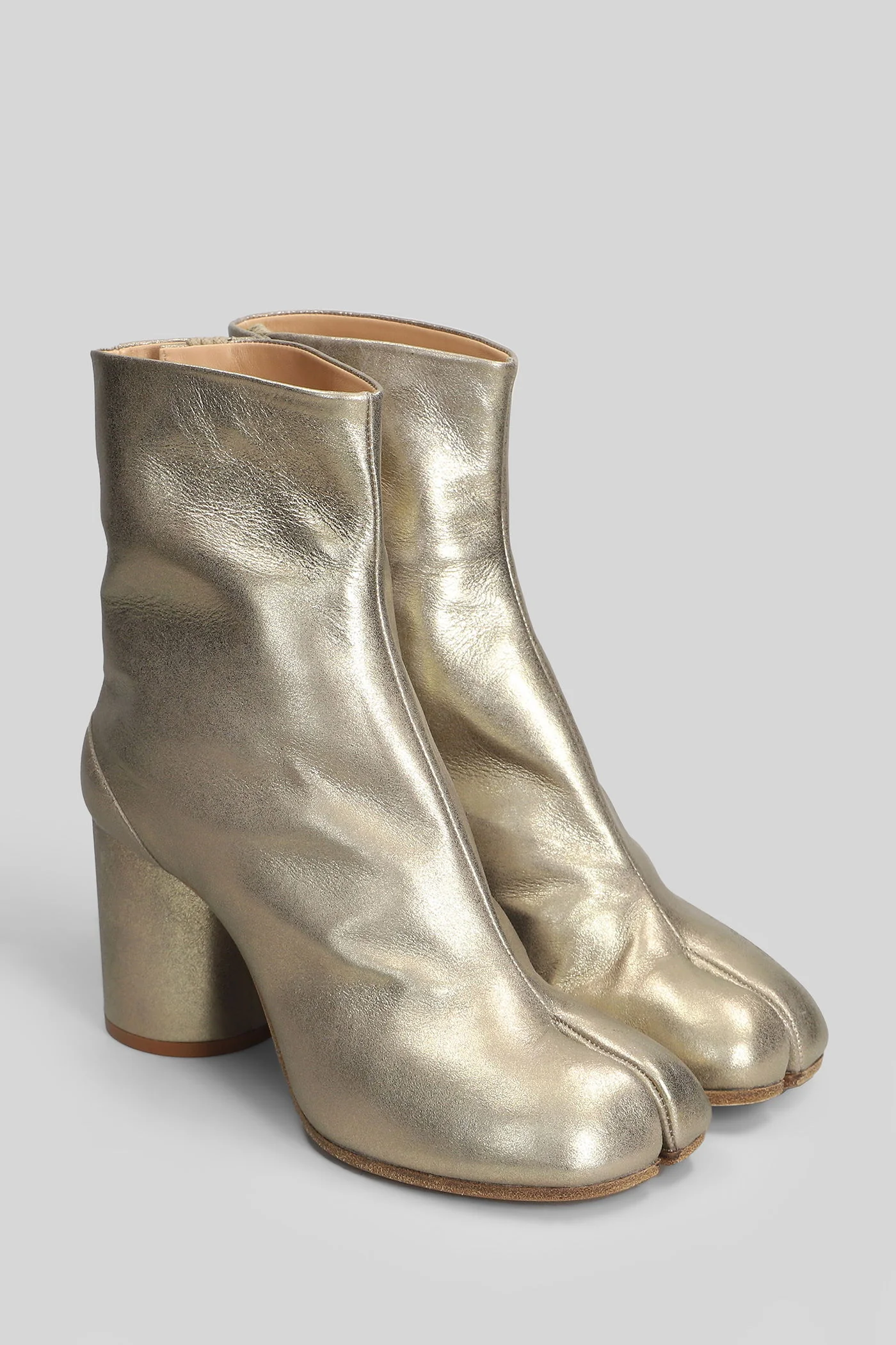 Tabi High heels Ankle boots in gold leather - Image 2