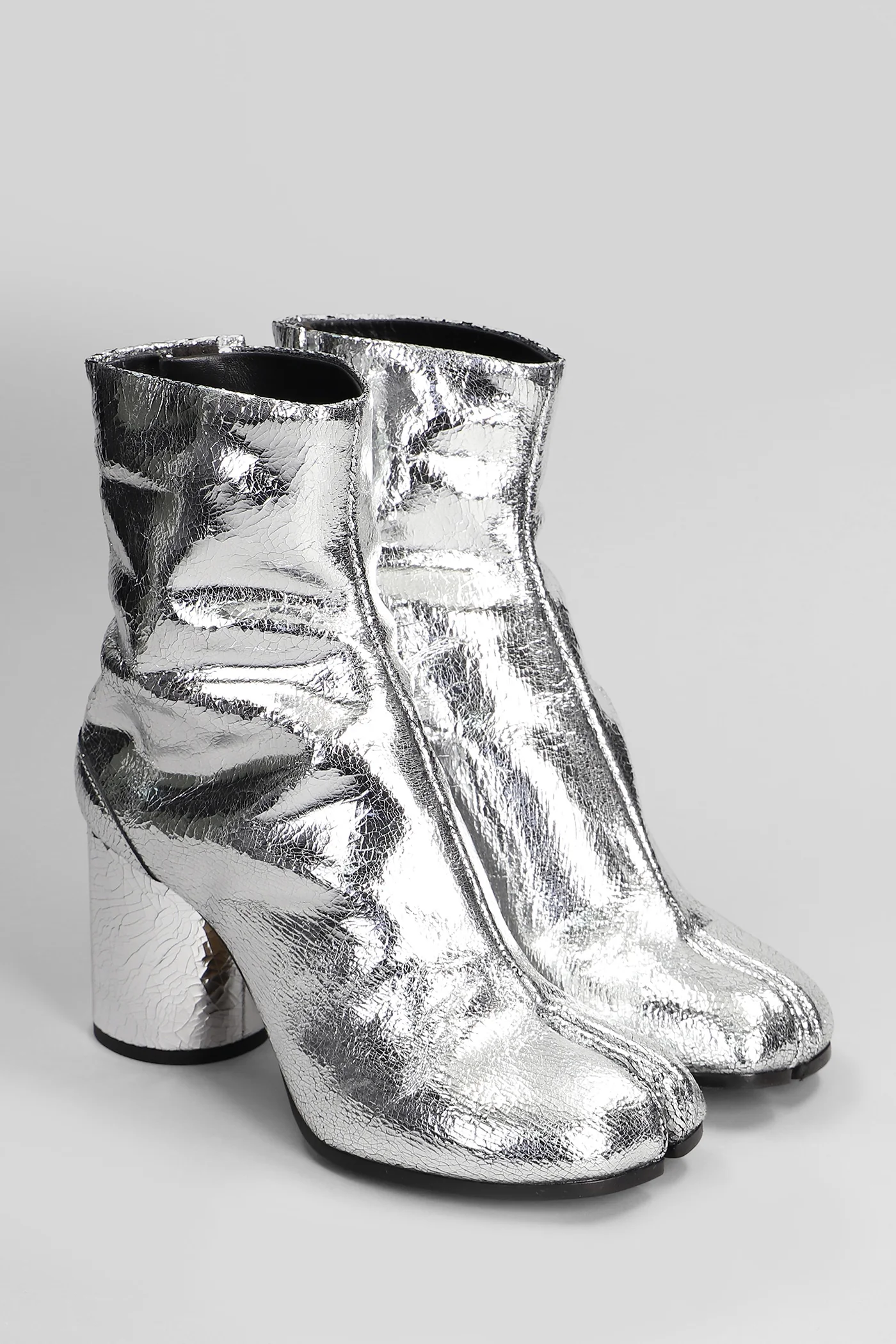 Tabi High heels Ankle boots in silver leather - Image 2