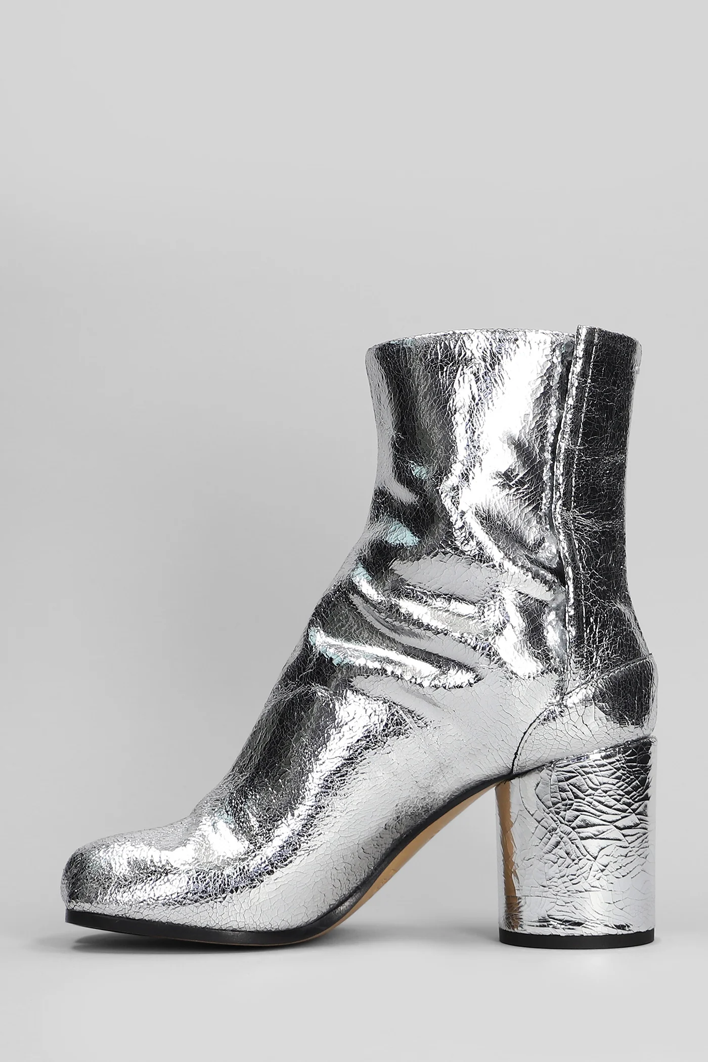 Tabi High heels Ankle boots in silver leather - Image 3