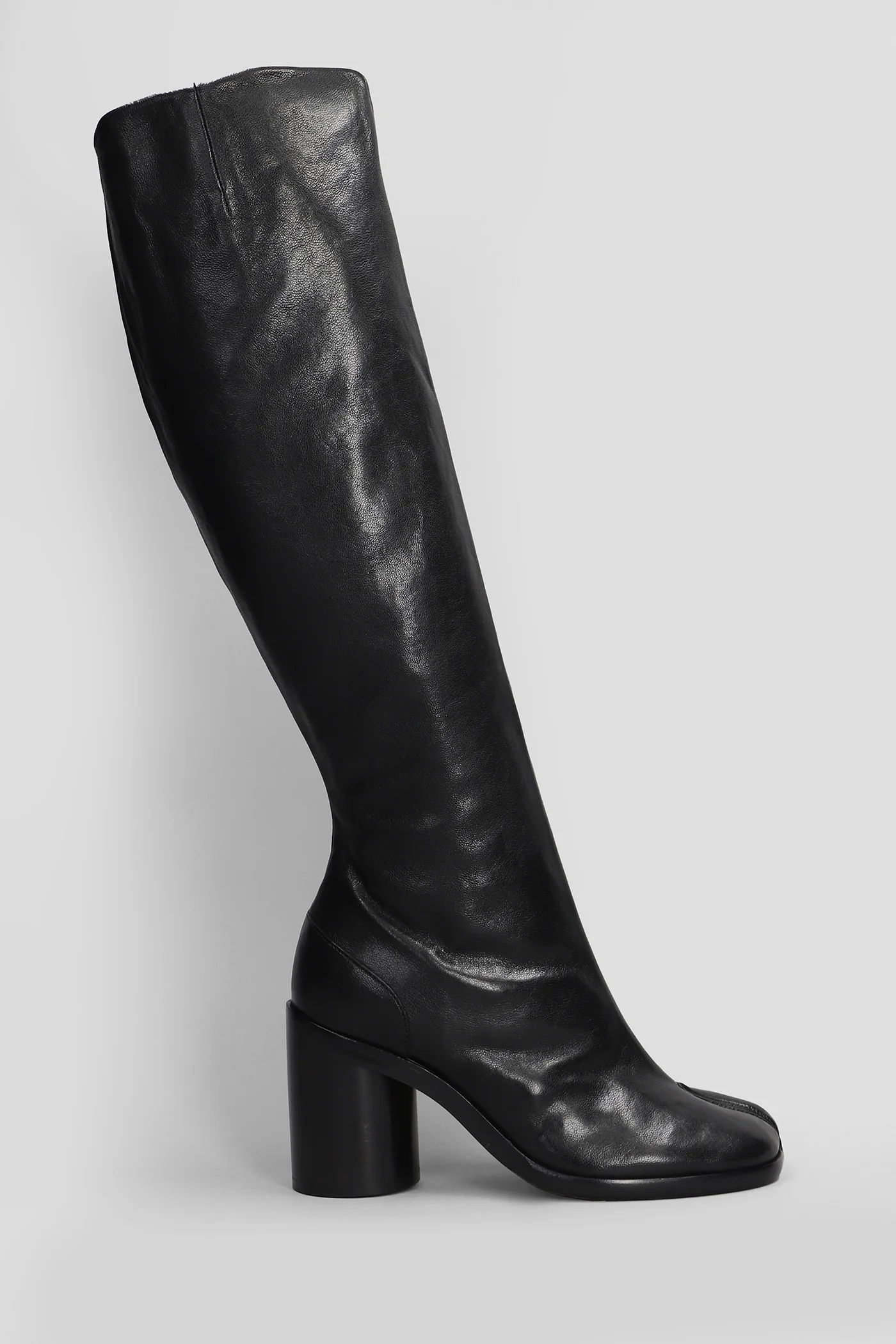 Tabi High heels boots in black leather
