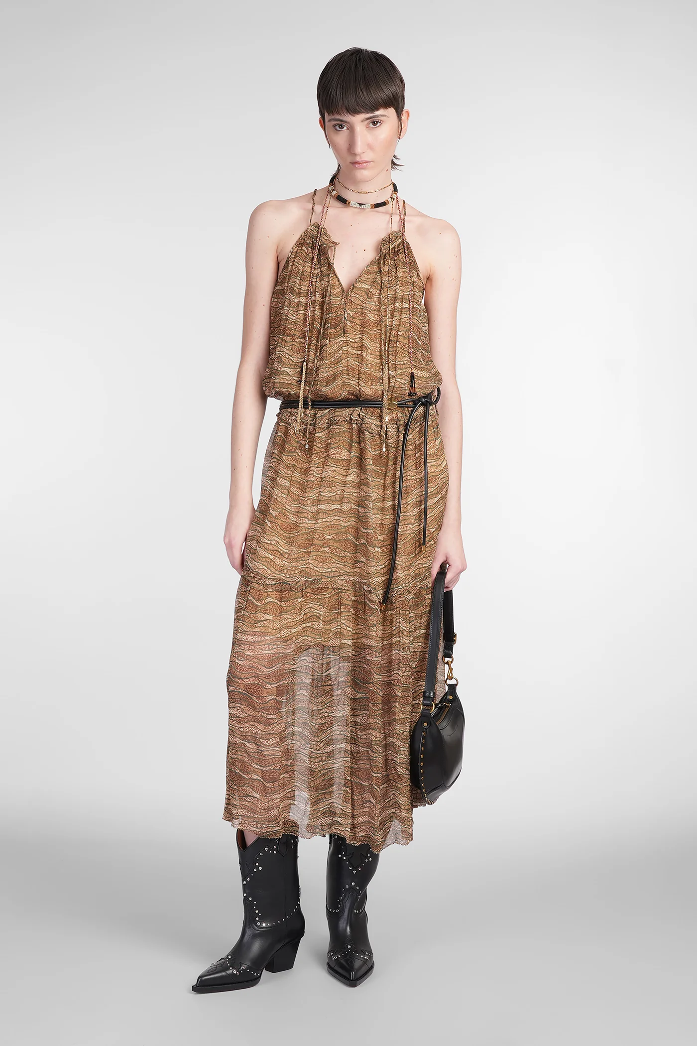 Alita Long dress in khaki viscose - Image 2
