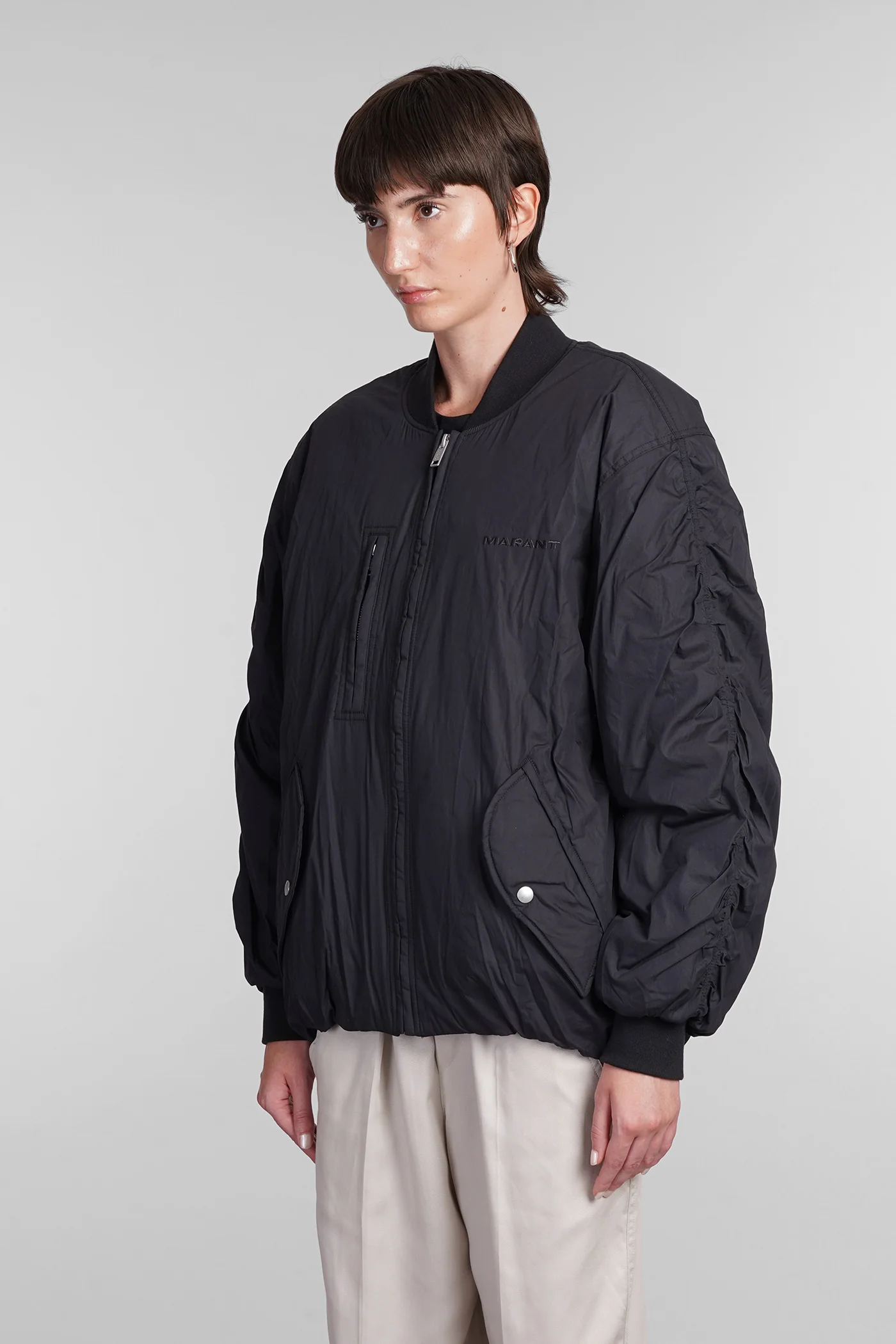 Coleen Bomber Jacket in black cotton - Image 4
